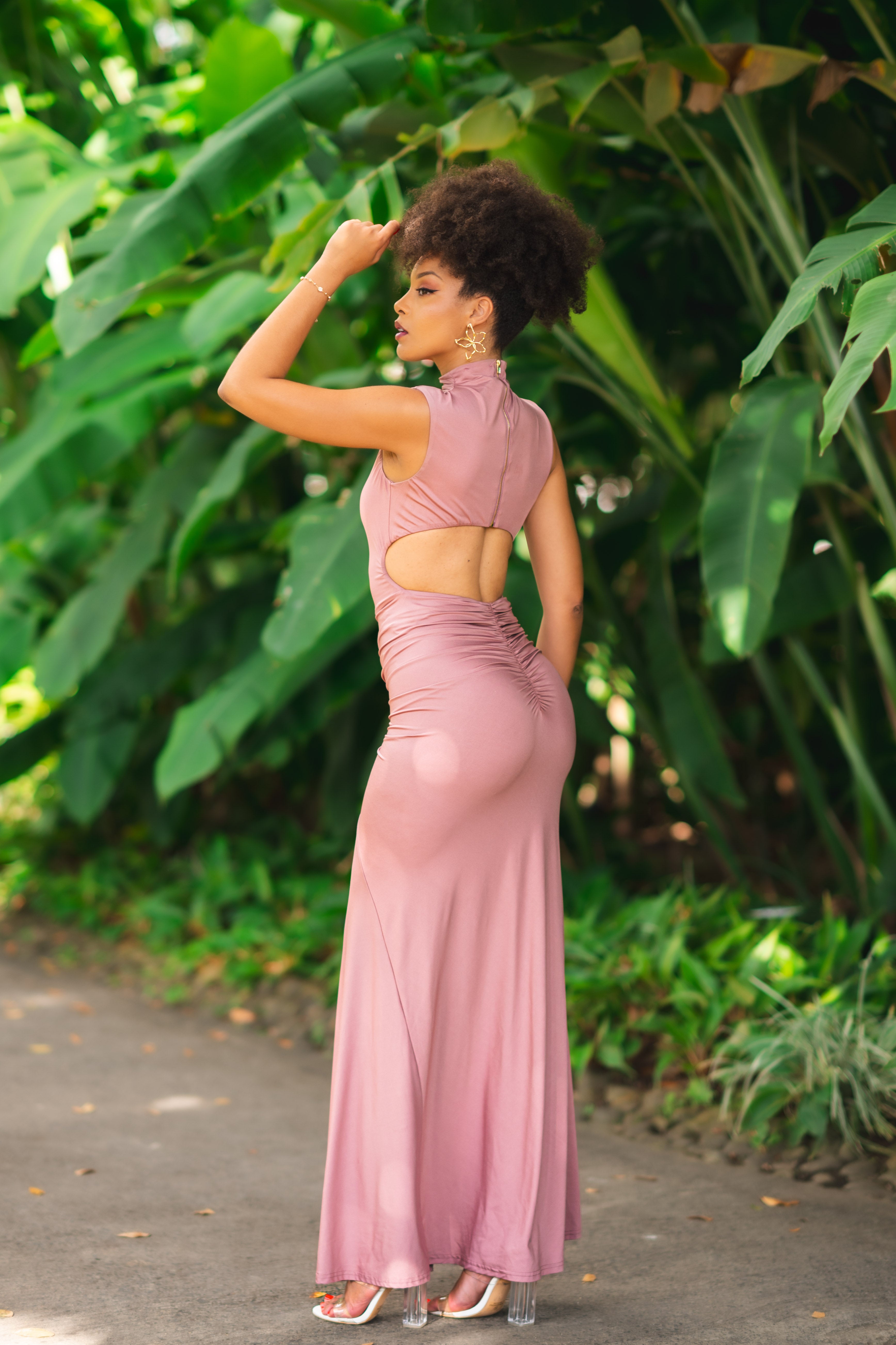 Pure Curve - Robe longue vieux rose
