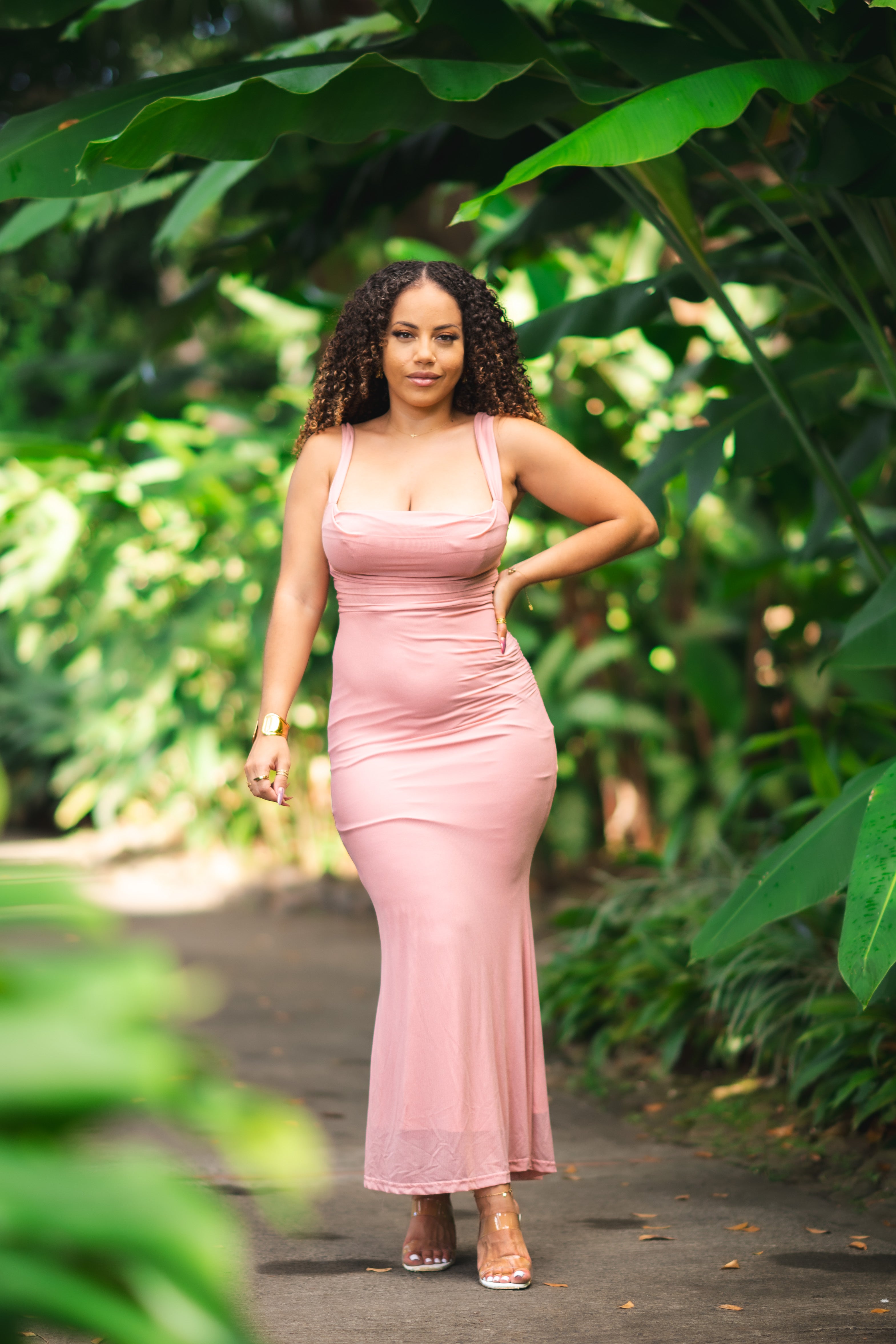 Pure Elegance - Robe longue rose pastel