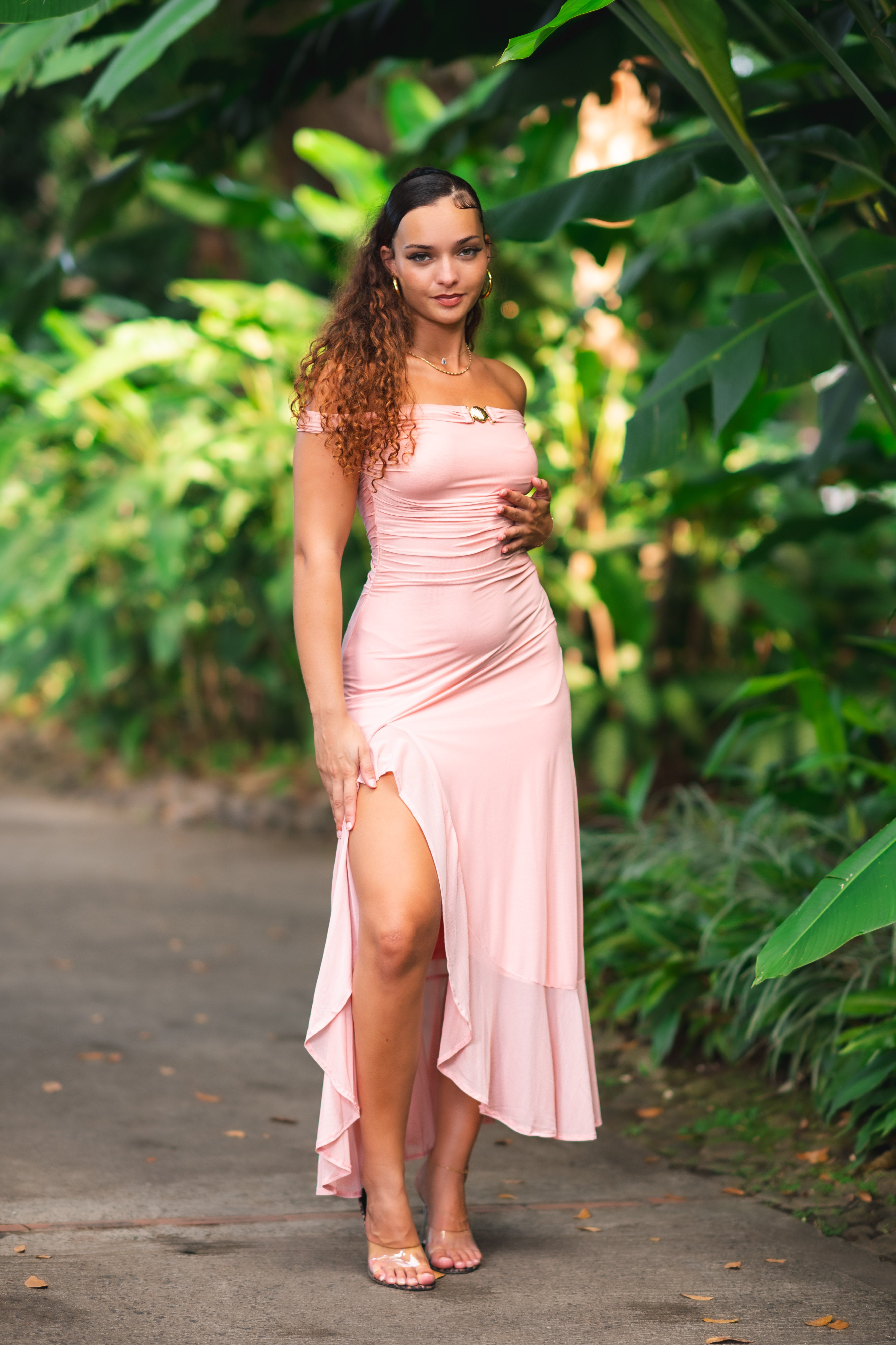 Grace cut- Robe longue rose pastel