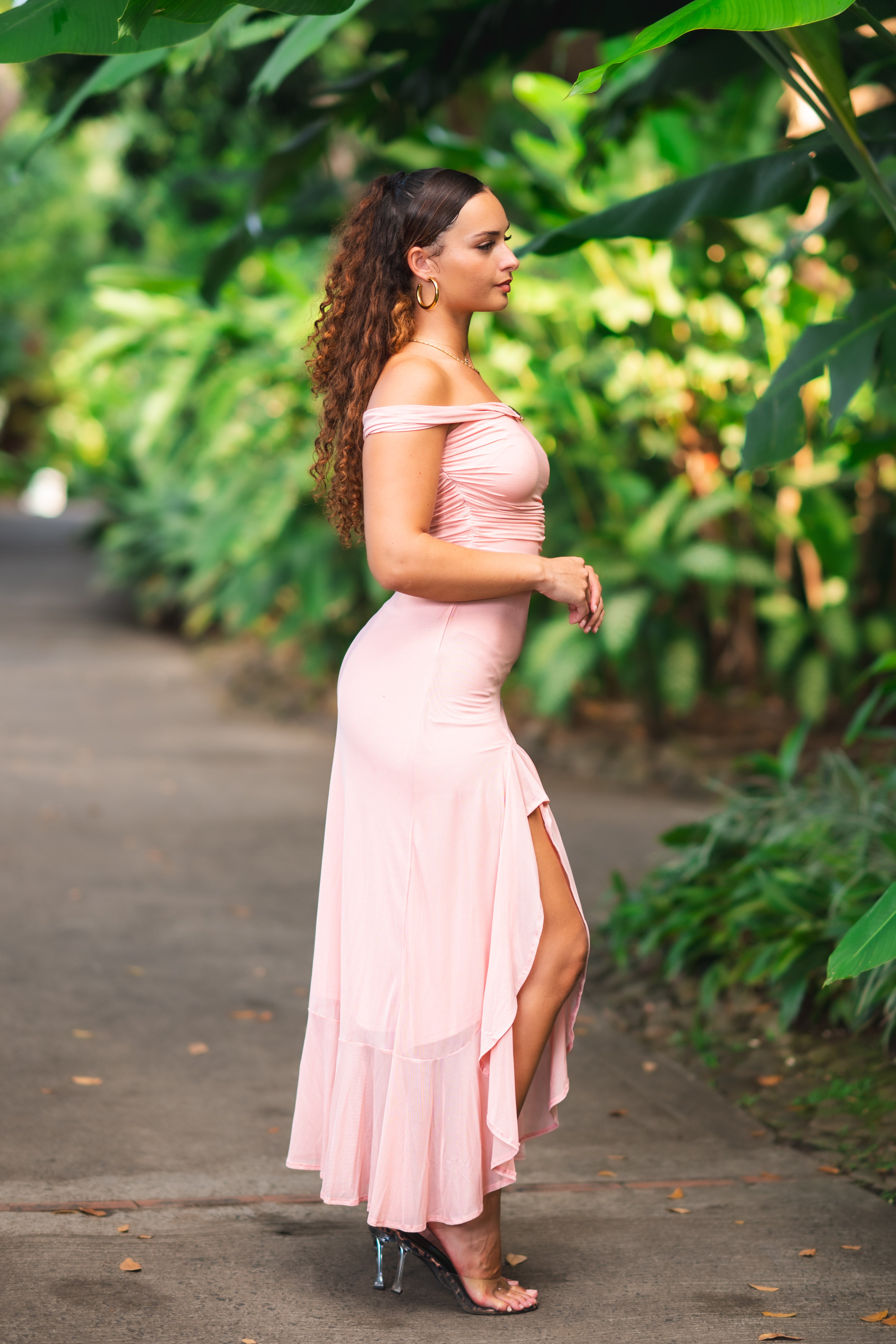 Grace cut- Robe longue rose pastel