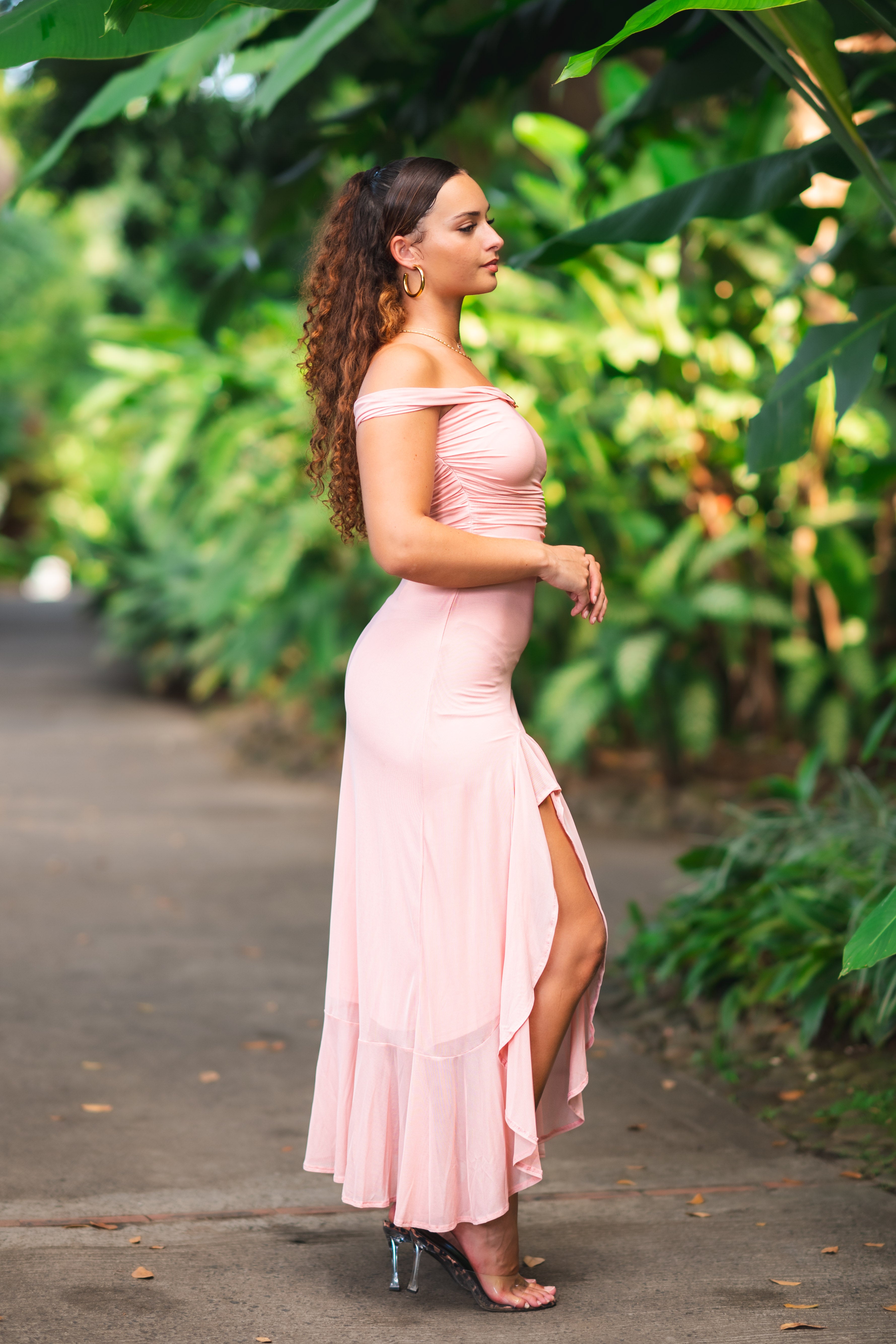 Grace cut- Robe longue rose pastel