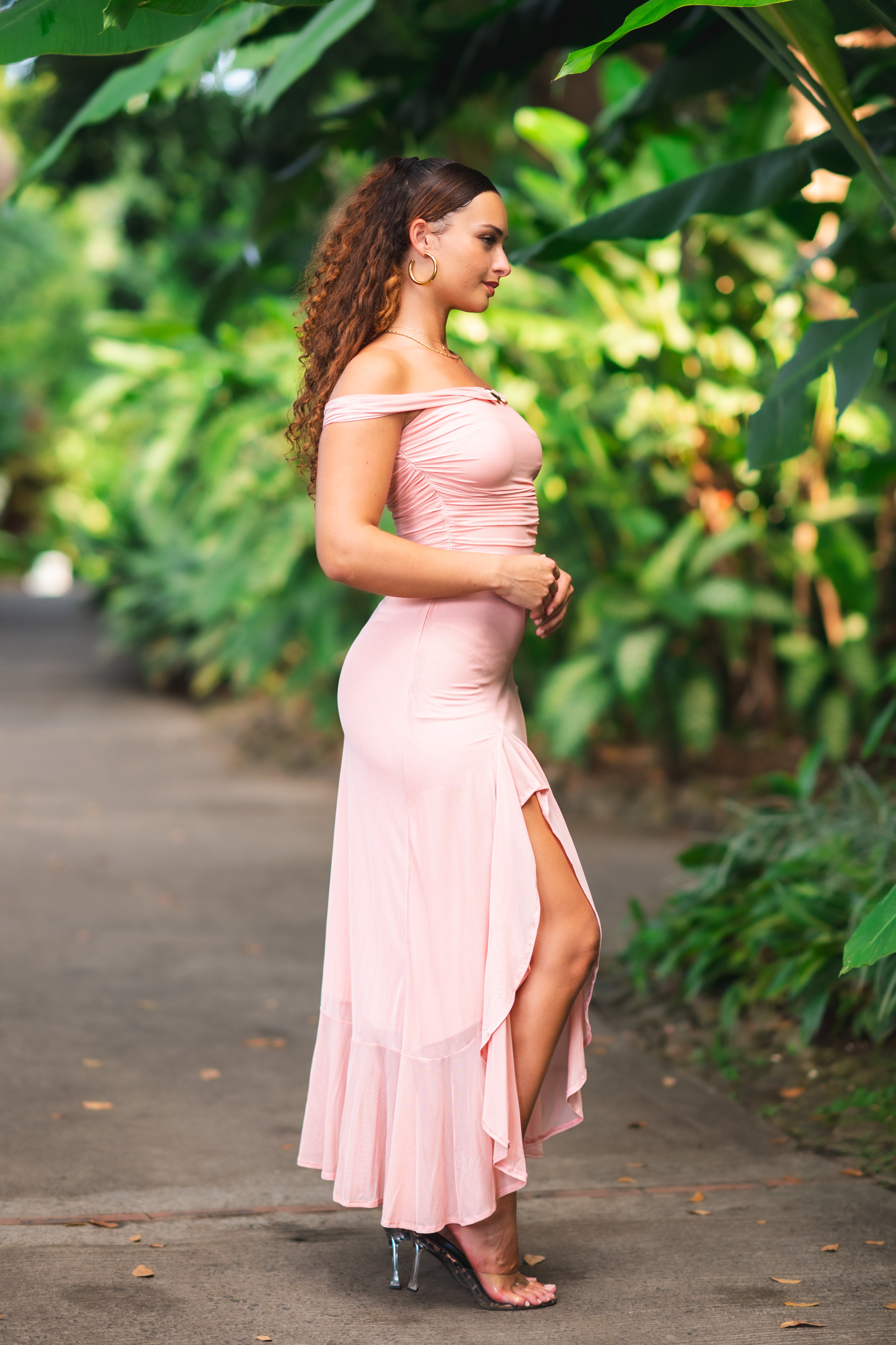 Grace cut- Robe longue rose pastel