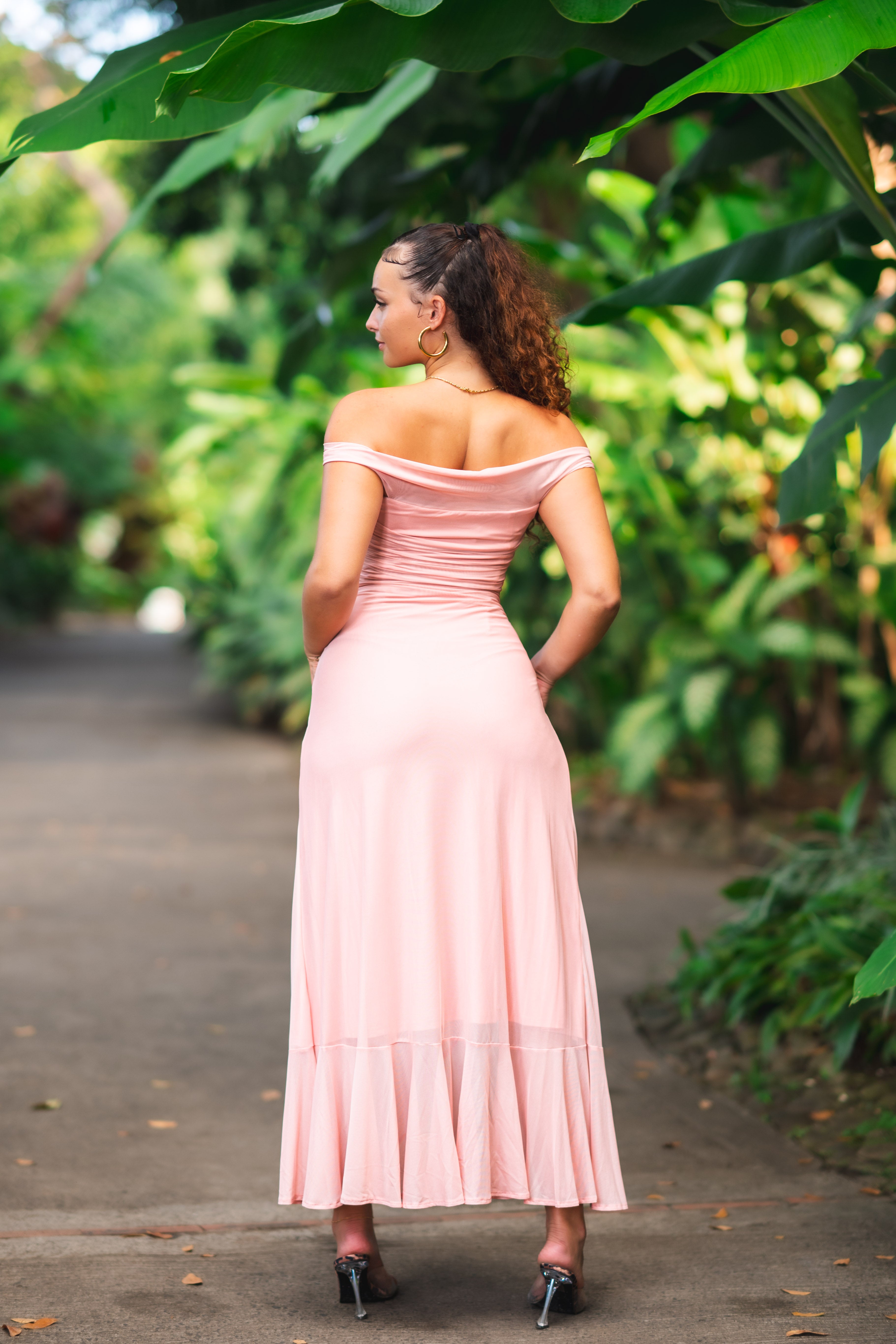 Grace cut- Robe longue rose pastel