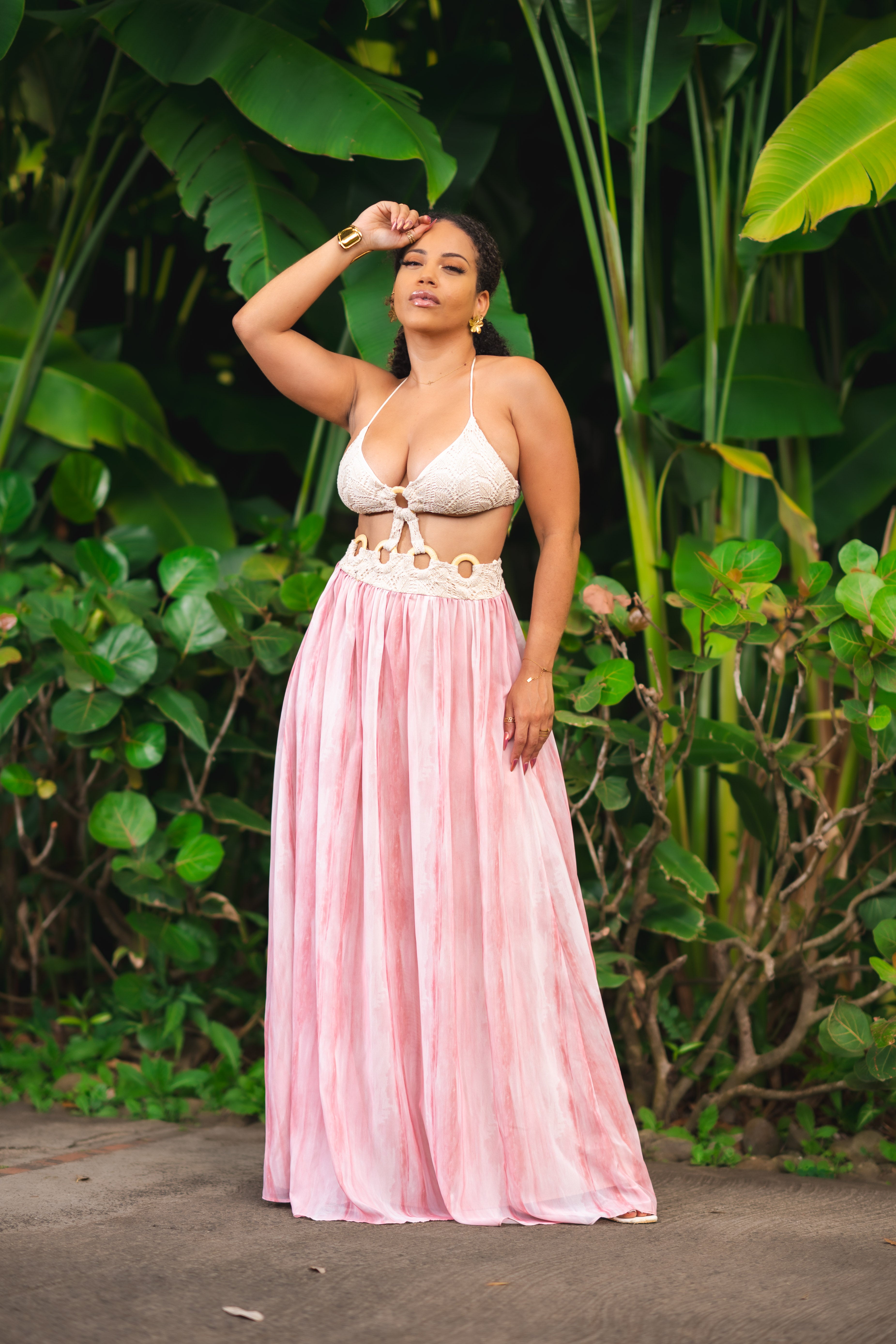 Blush Sand  - robe longue rose pastel