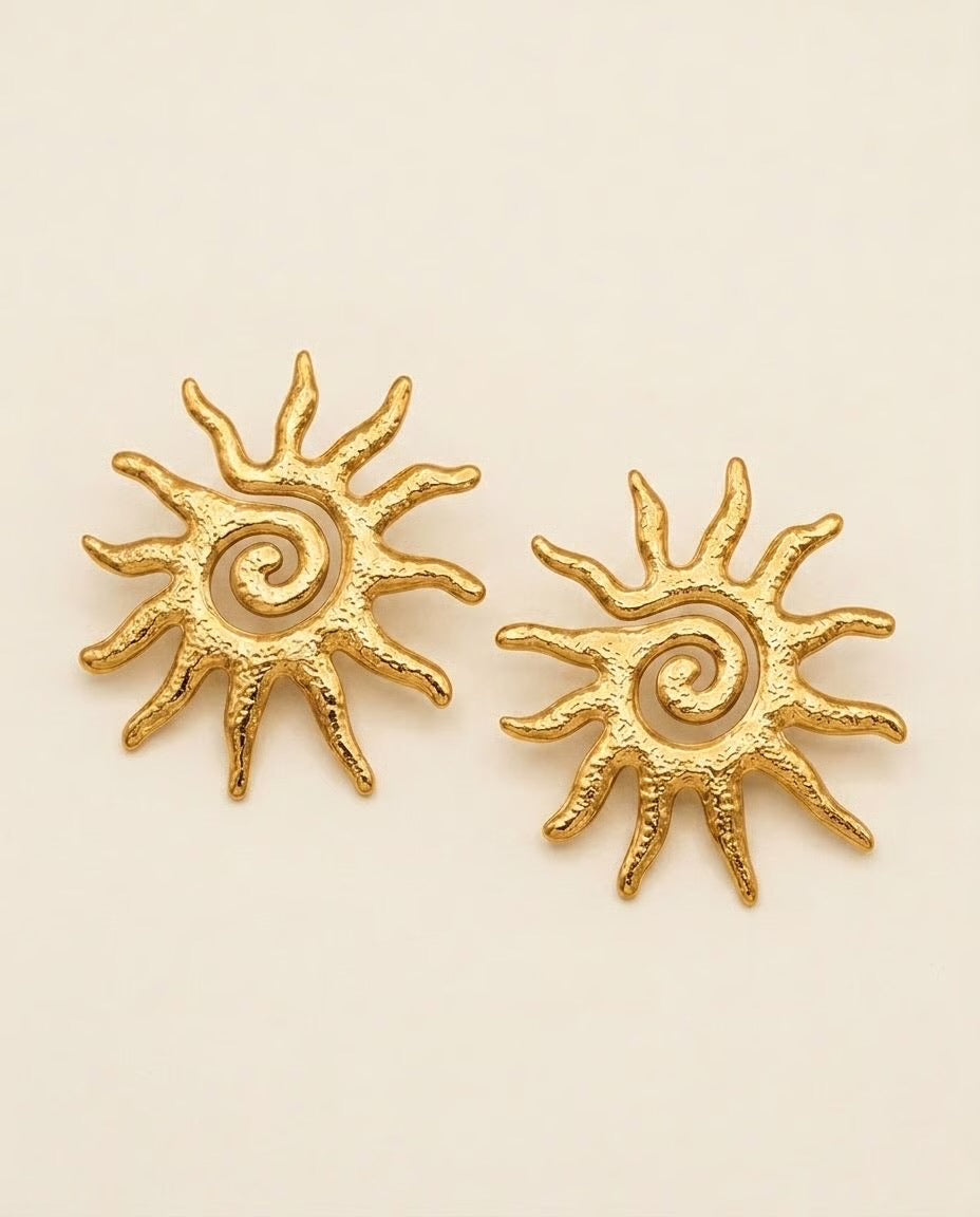 Sun Society - Petites boucles soleil en acier inoxydable