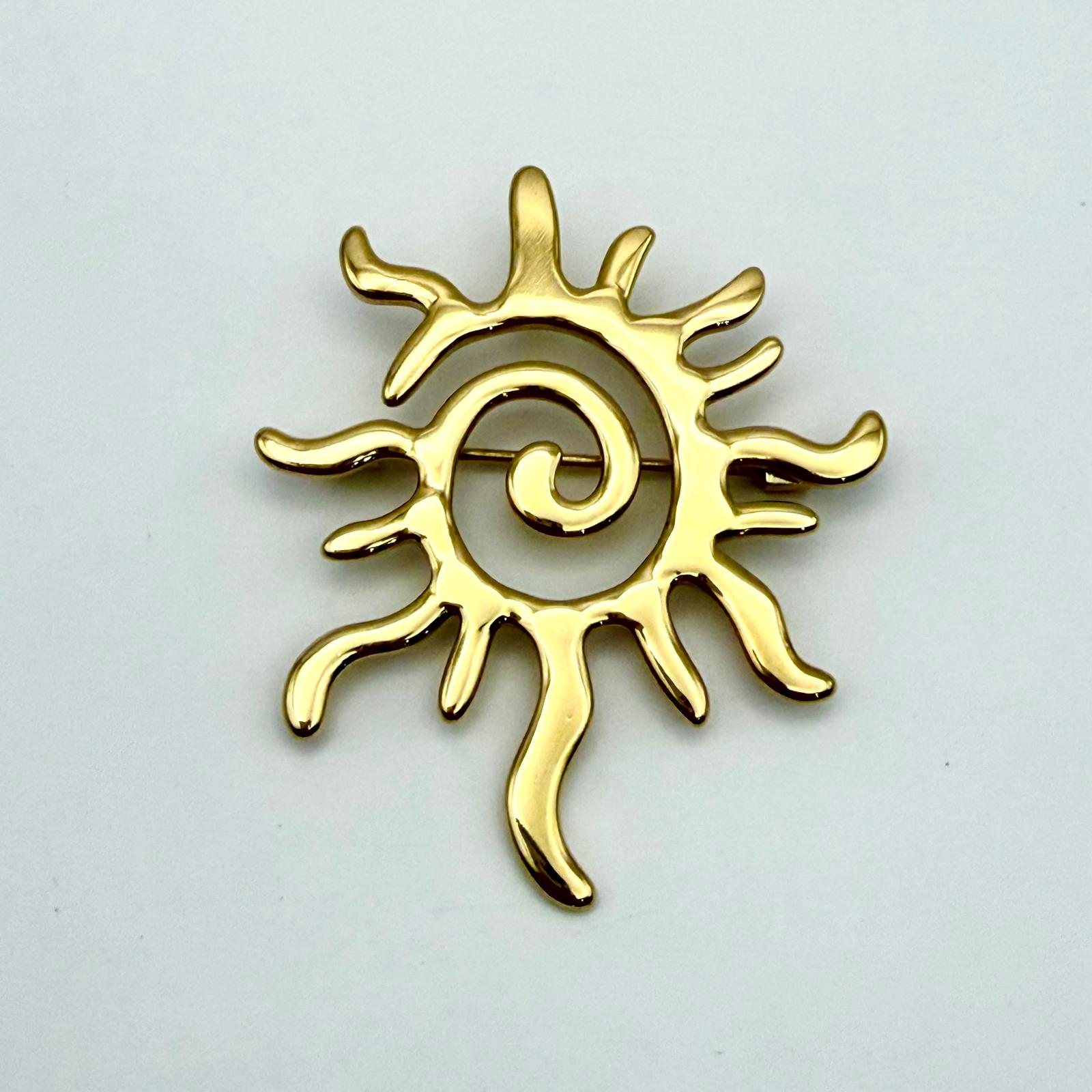 Loréna - Broche soleil en acier inoxydable