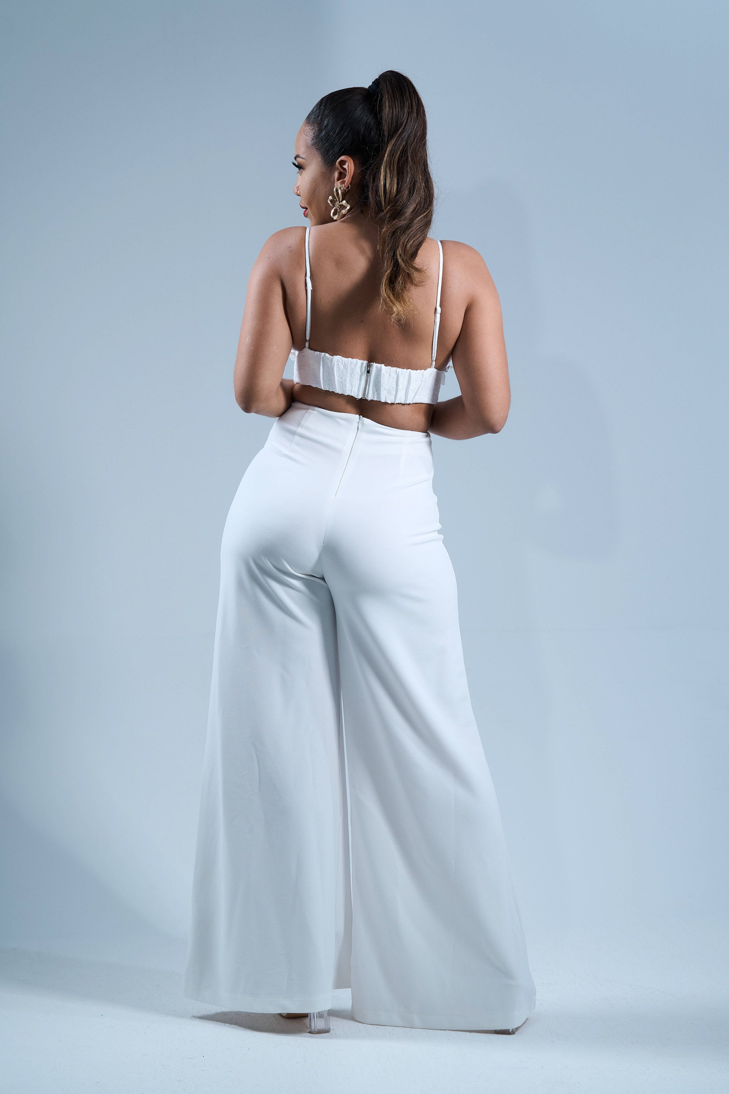 White garden - Crop top fleurs en relief