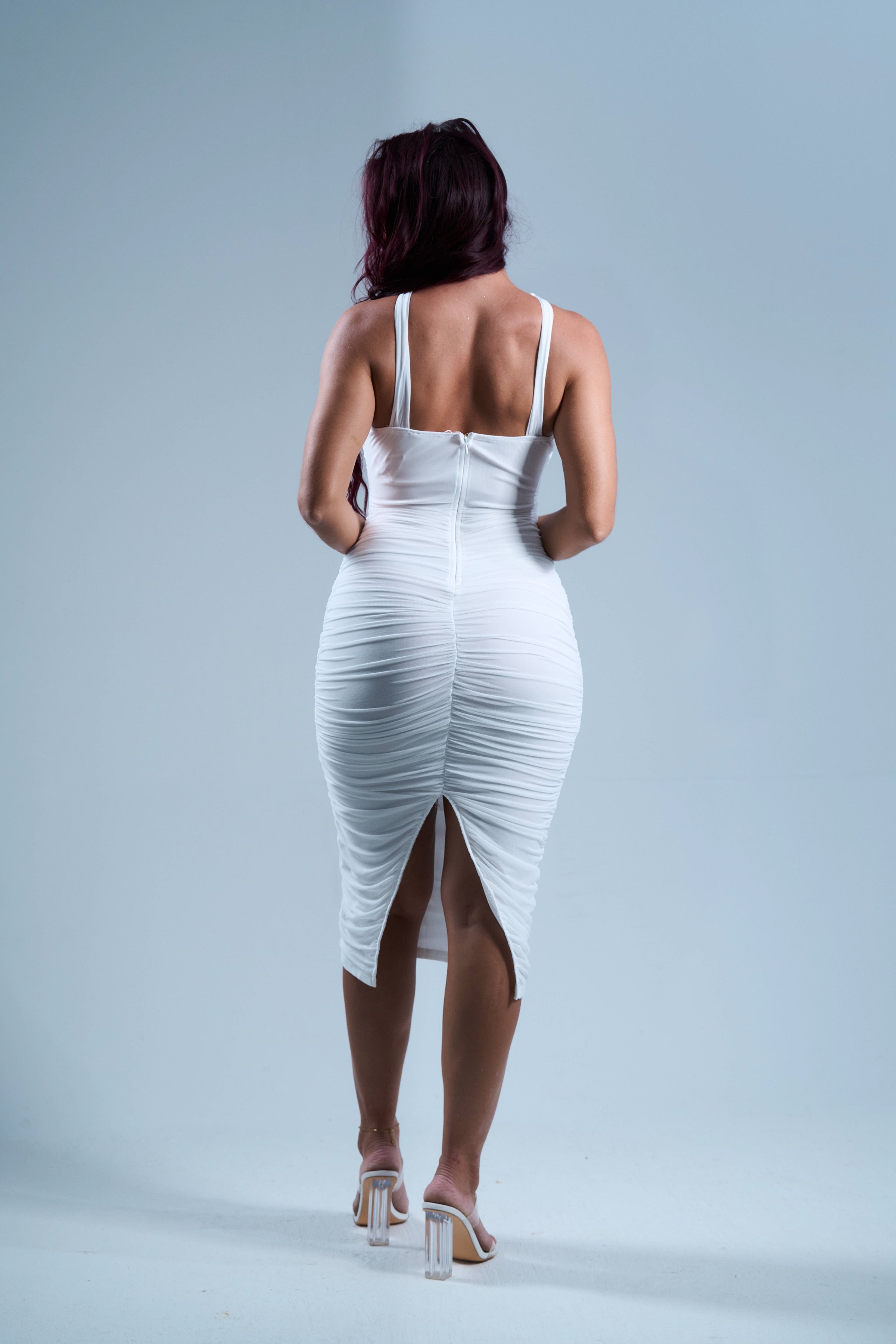 Vibrant Spark - Robe midi Blanche