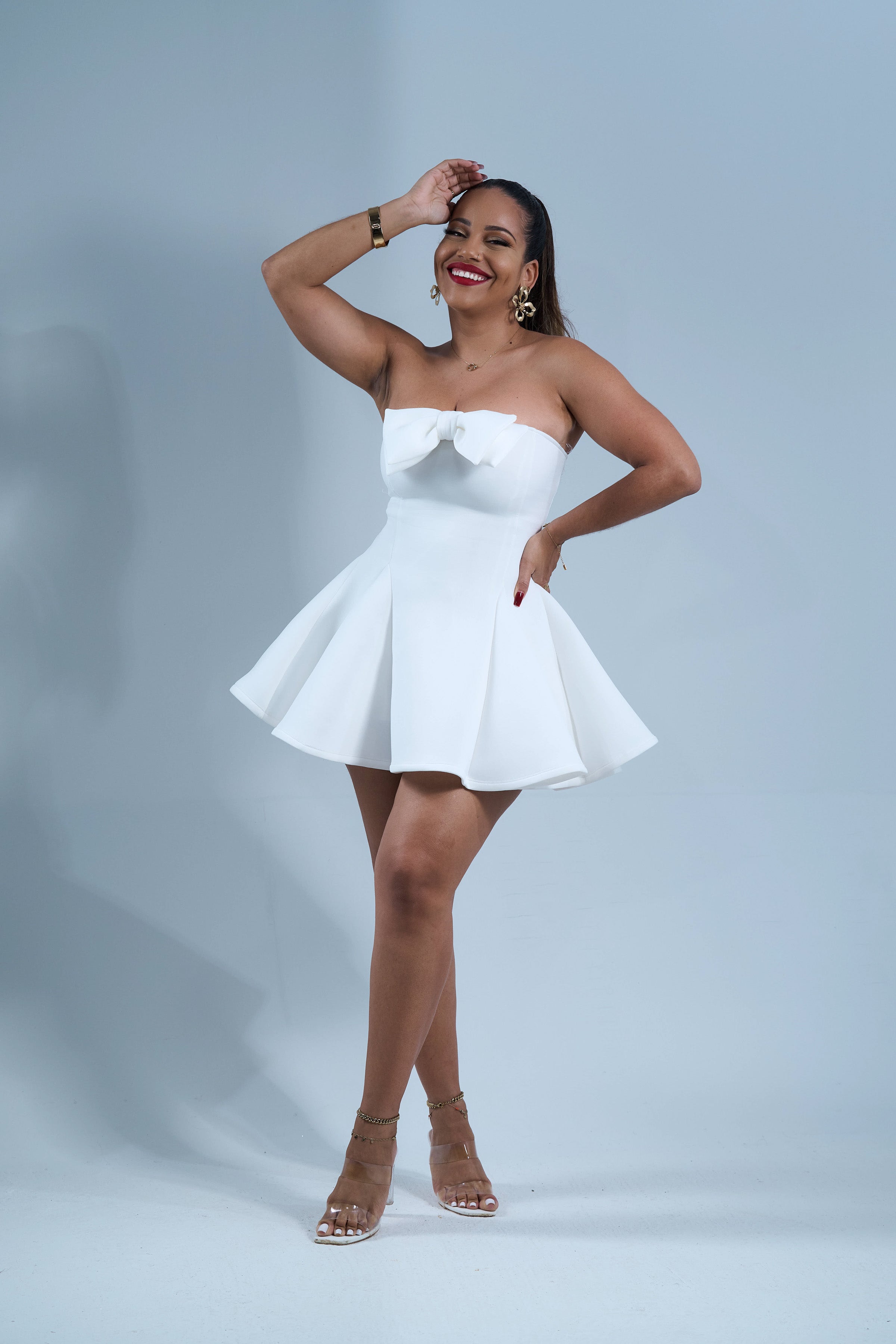 Knot me down - Mini robe évasée blanche