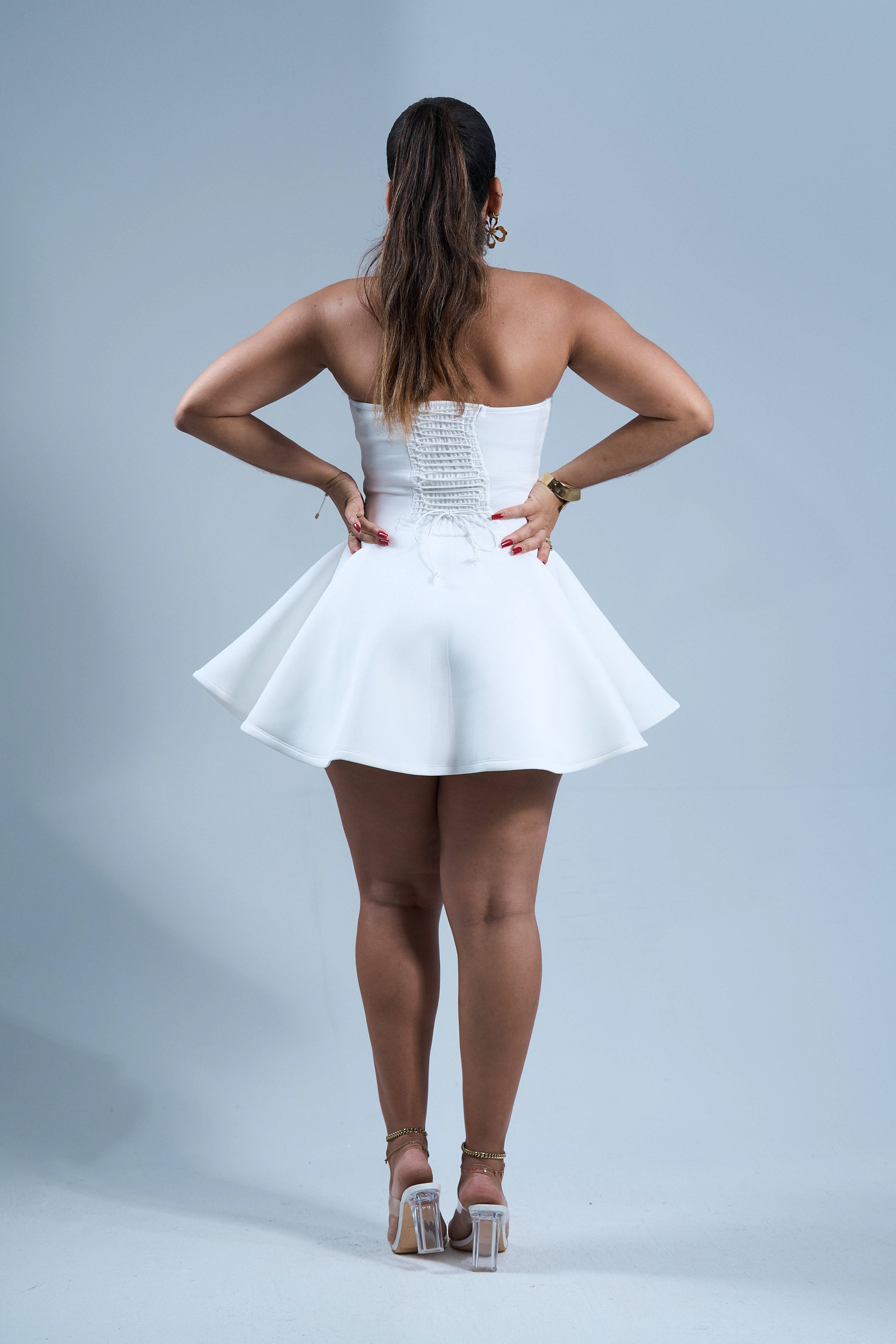 Knot me down - Mini robe évasée blanche