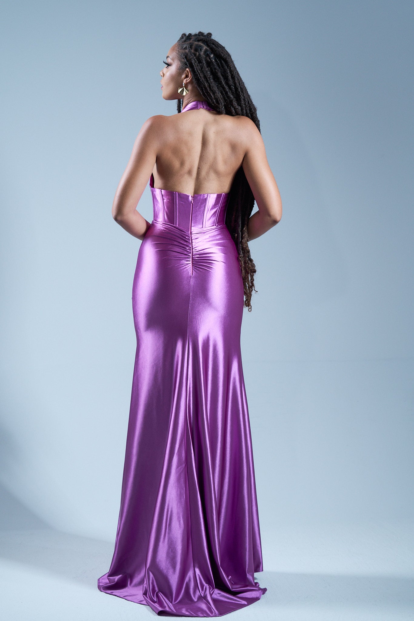 FEVER - Longue robe satinée magenta