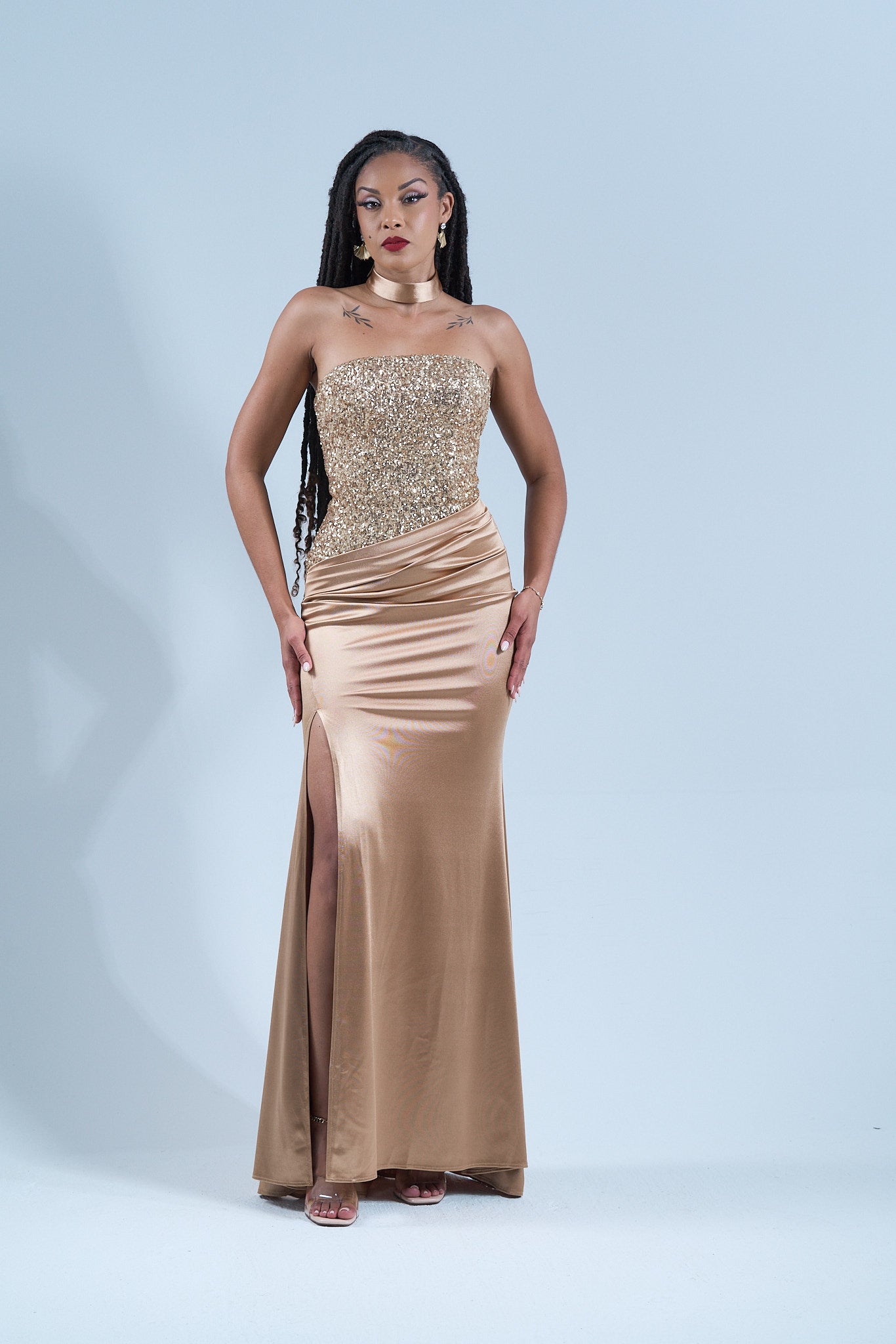 SOLAR LUXE - Longue robe dorée