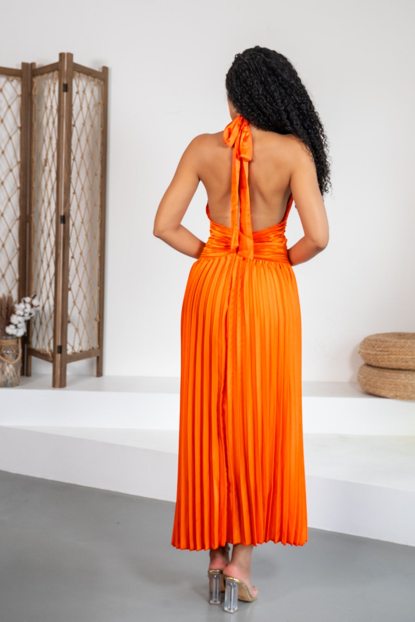 Azahar - Robe longue plissée orange - photo 2