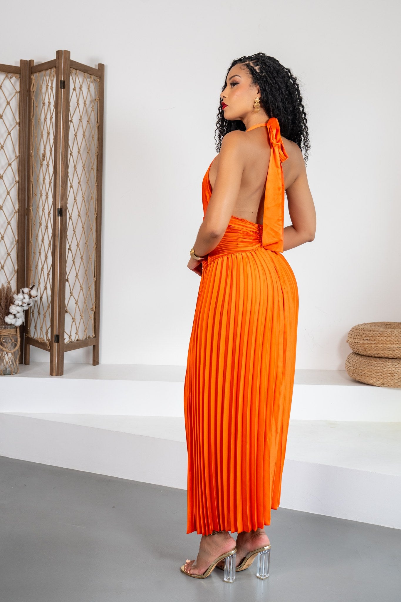 Azahar - Robe longue plissée orange - photo 6