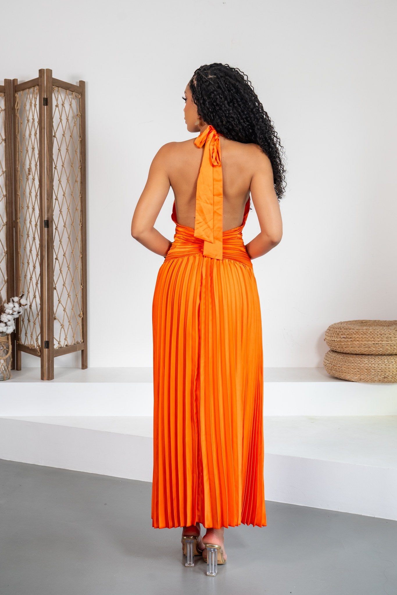 Azahar - Robe longue plissée orange - photo 12