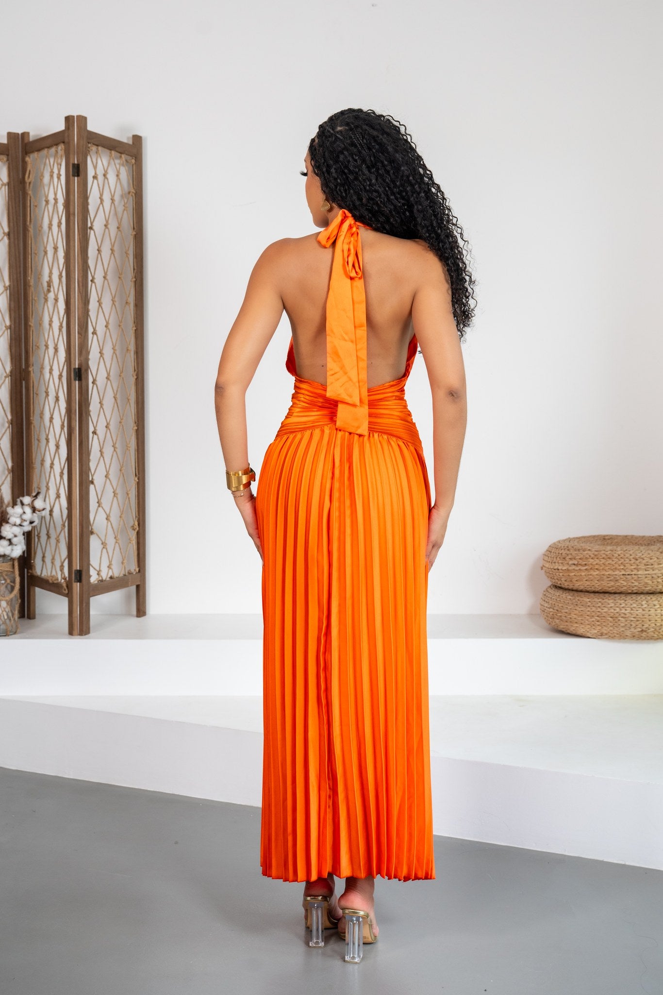 Azahar - Robe longue plissée orange - photo 13