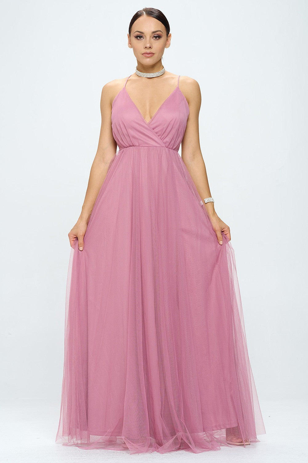 Imperial grace - Robe longue en tulle mauve