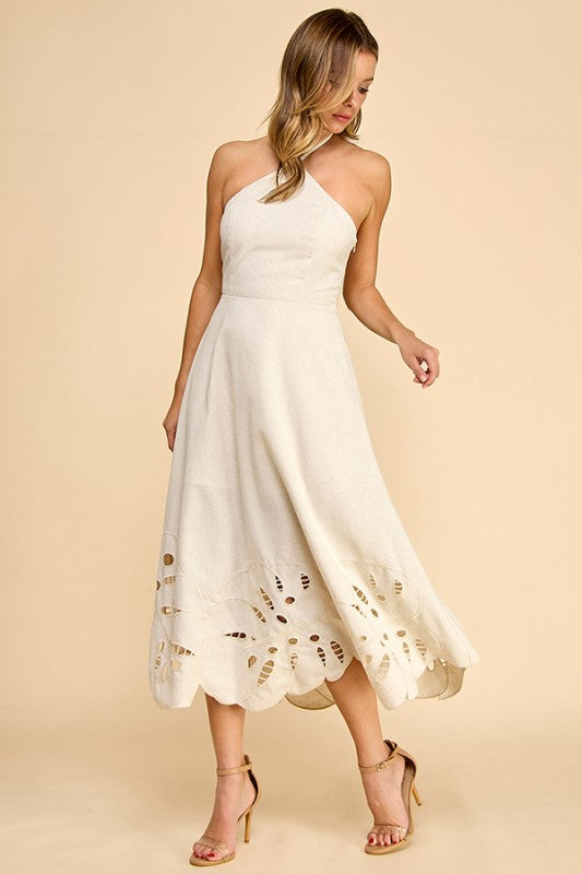Flor Salvaje - Robe écrue à fleurs monstera