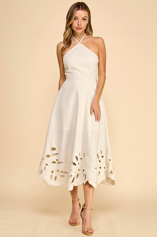 Flor Salvaje - Robe écrue à fleurs monstera