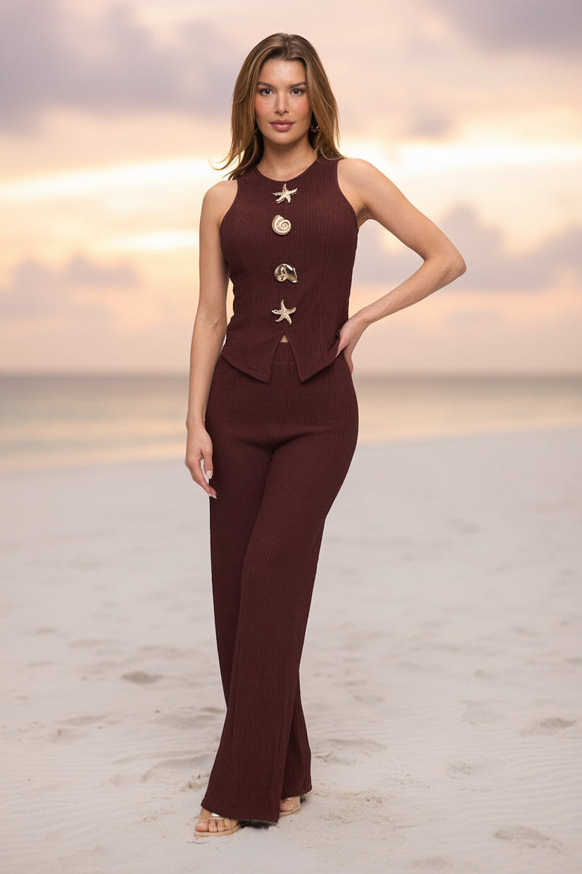 Cocoa Coast - Ensemble marron chic à coquillages - photo 1