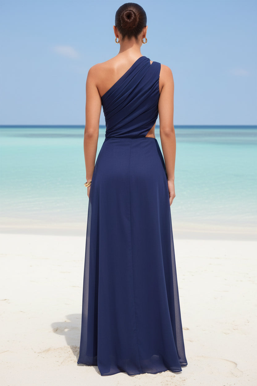 Nuit étoilée - Robe longue ajourée bleu marine