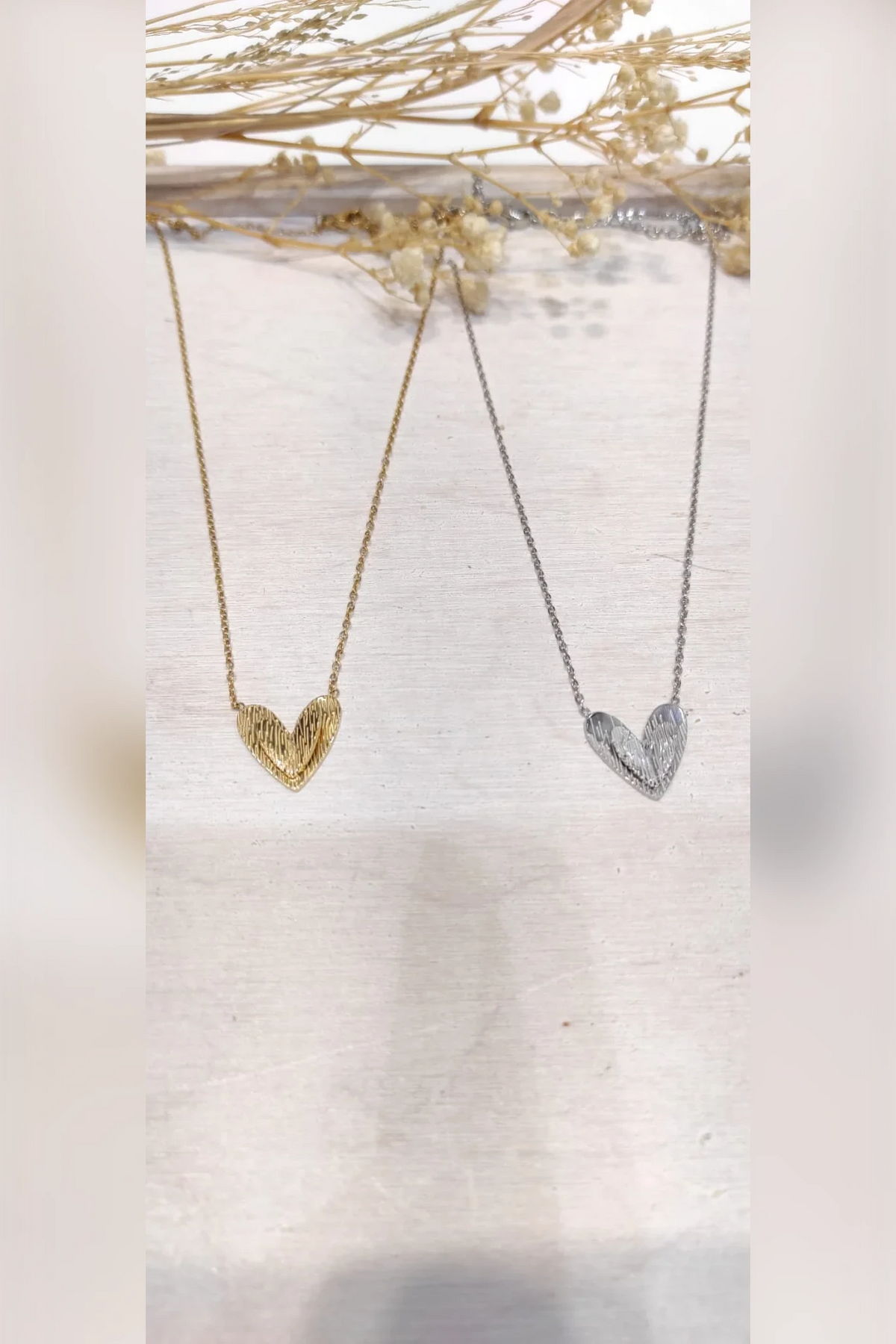 Double hearts - Ras de cou coeurs en acier inoxydable doré