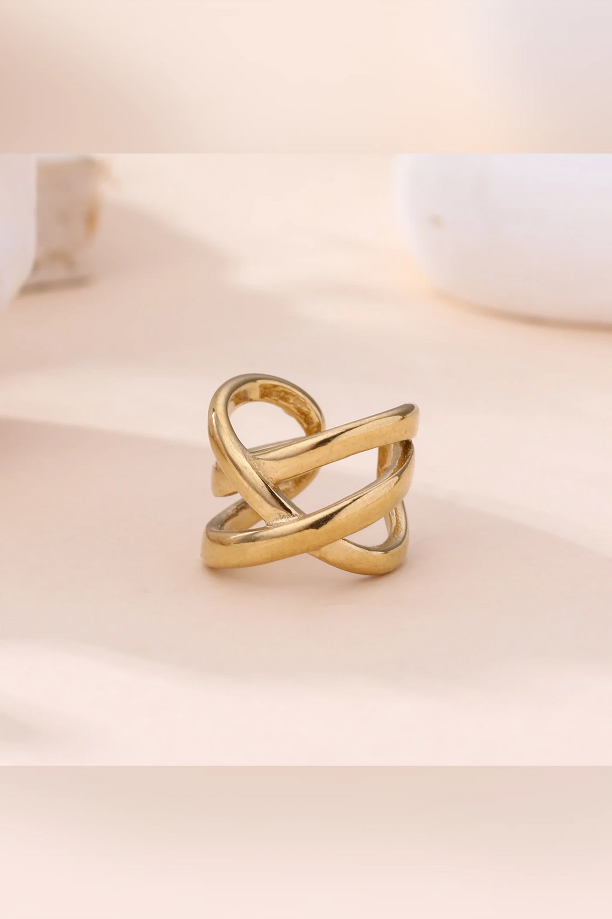 Infinito - Bague croisée dorée