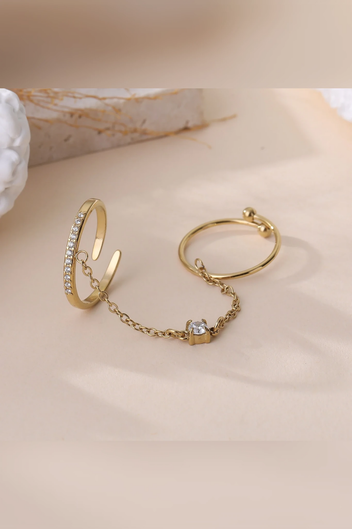 Dúo Brillante - Double bague sertie