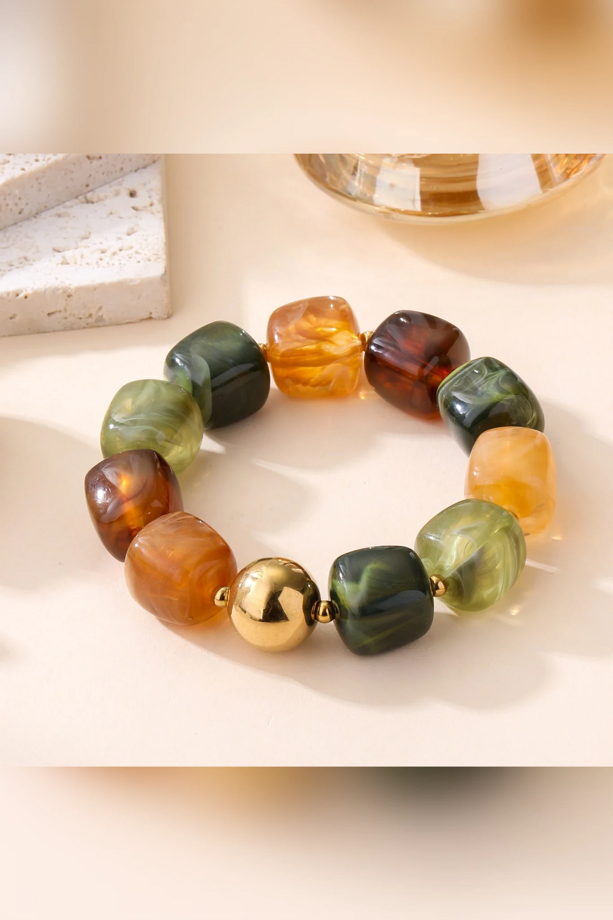 Cubo Oliva - Bracelet perles cubes