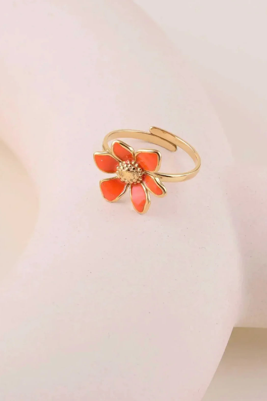 Petalia Orange - Bague acier inoxydable