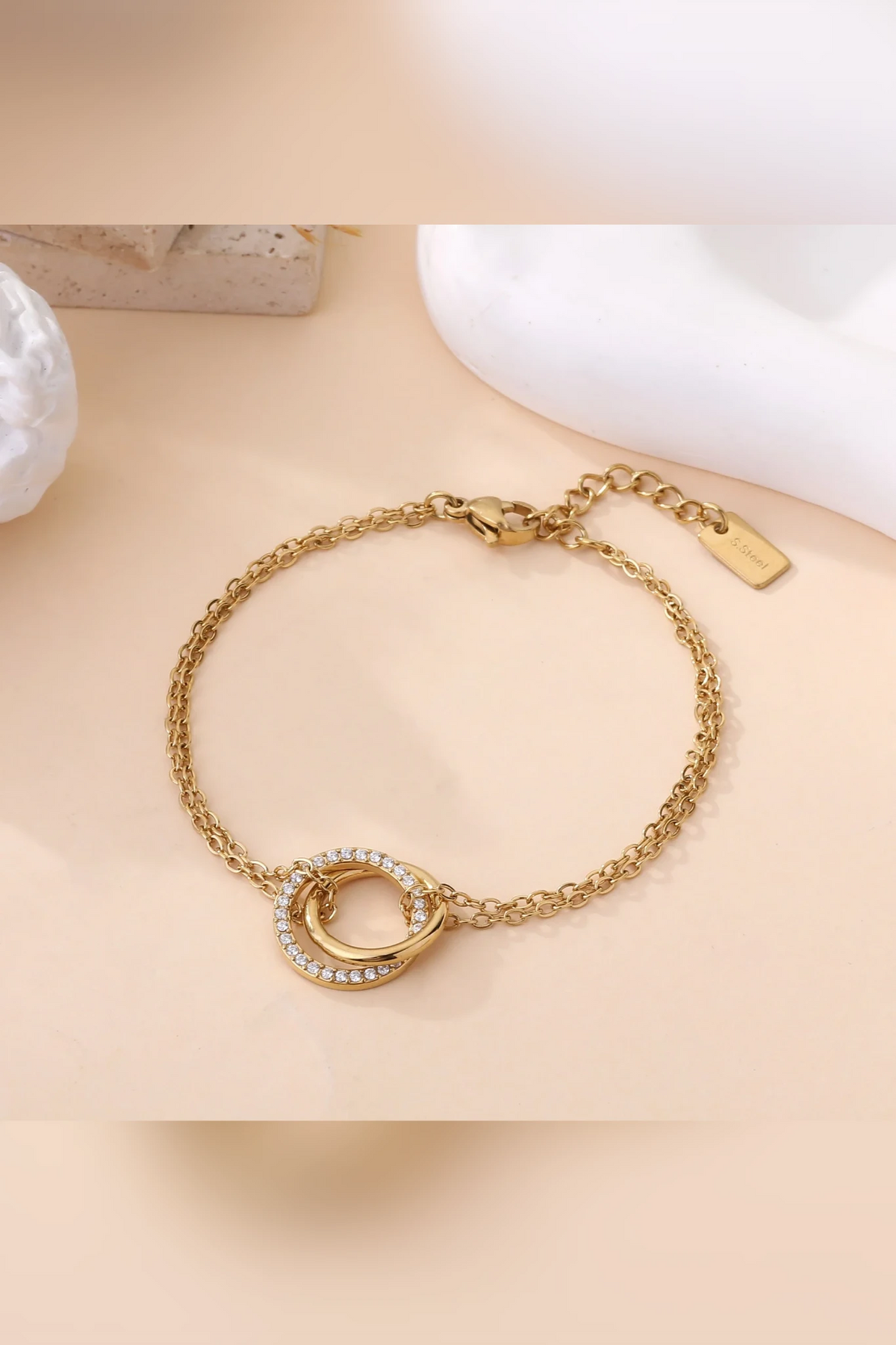 Aureola - Bracelet chaîne anneau serti