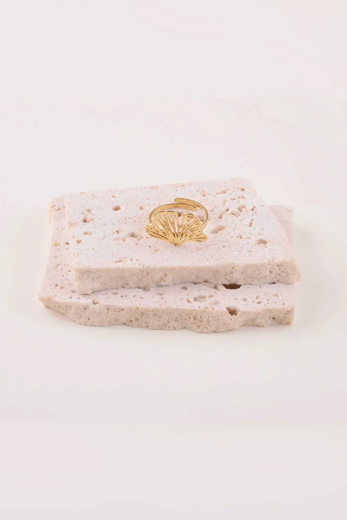 Leaf Gold - Bague acier inoxydable