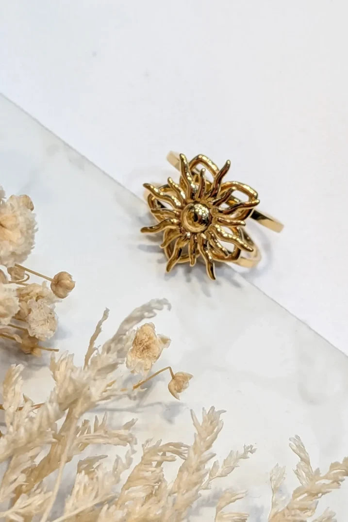 Solana - Bague antistress soleil doré