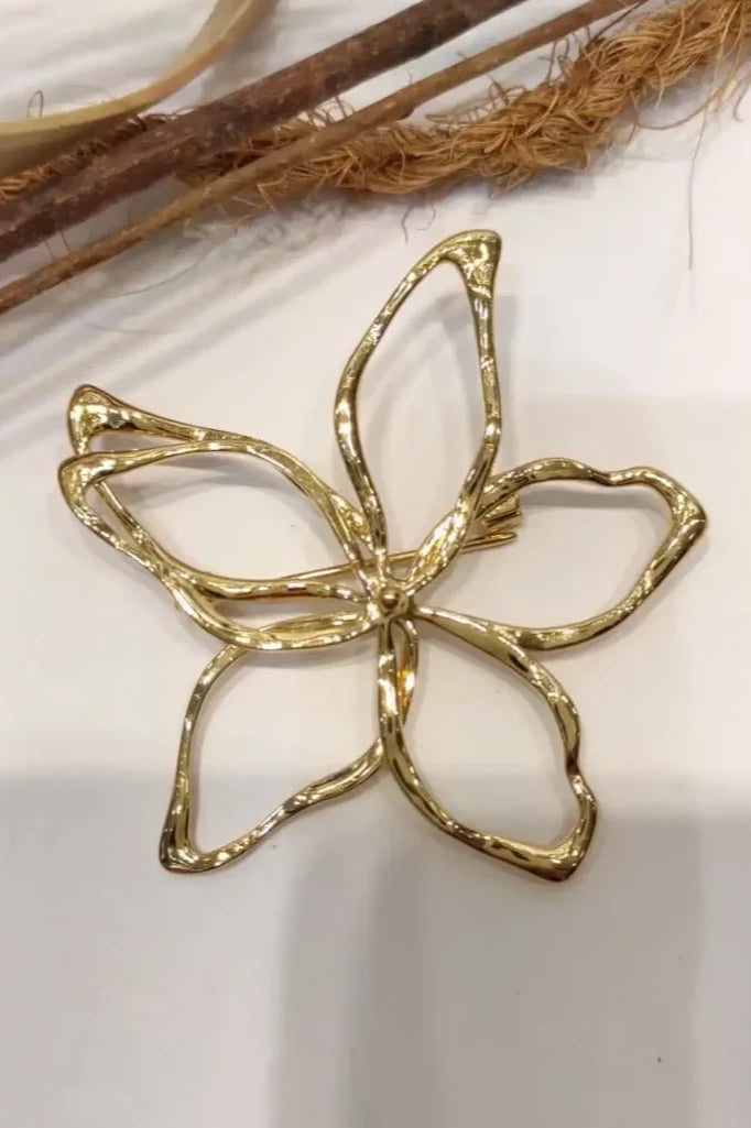 Jacaranda - Broche fleur dorée