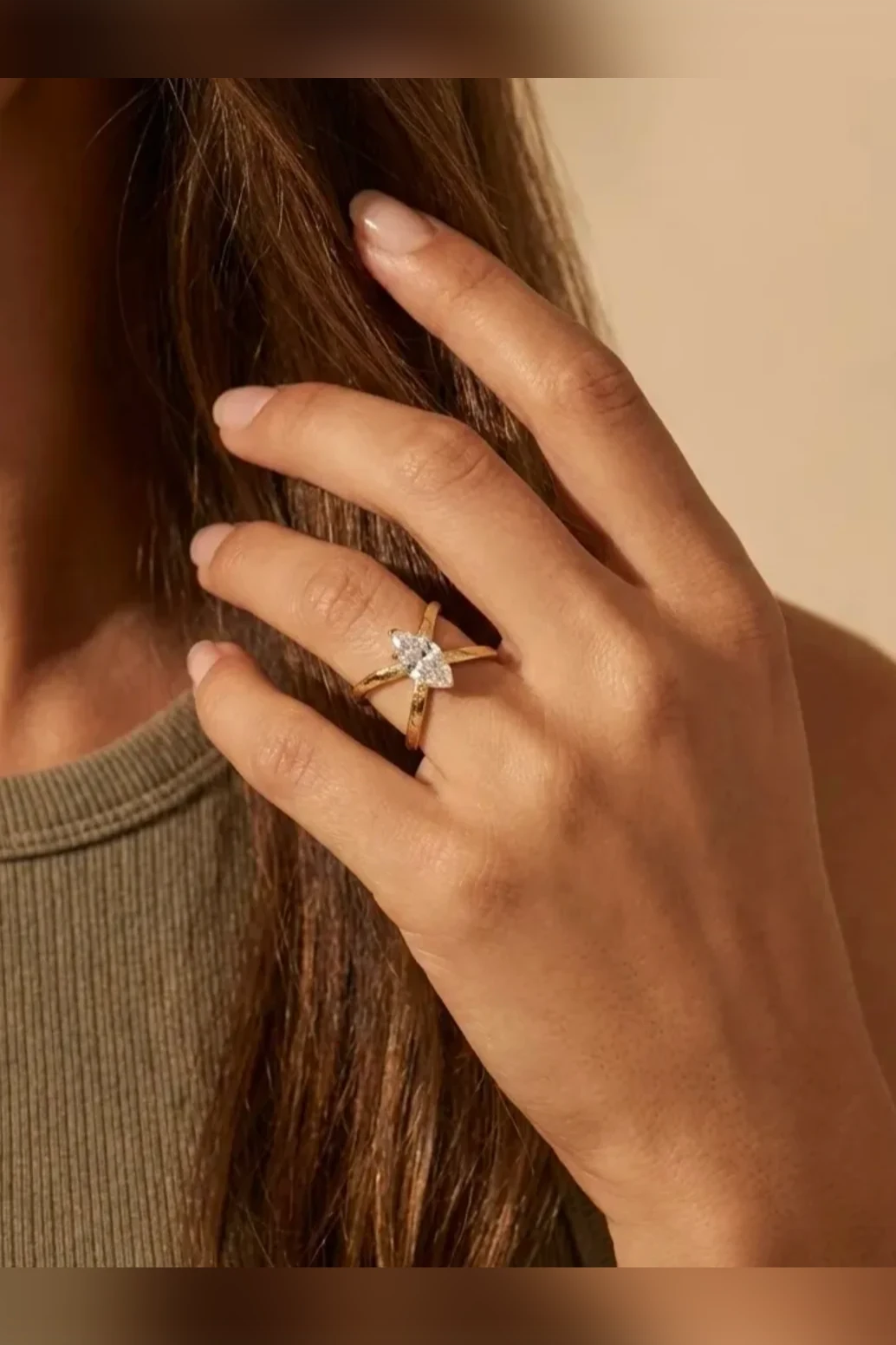 Destello - Bague croisée à marquise scintillante