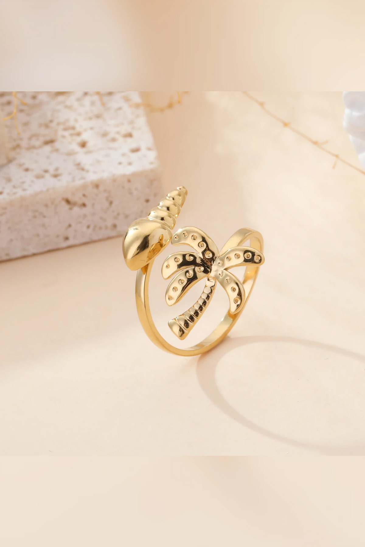 Palms & Shells - Bague en acier inoxydable