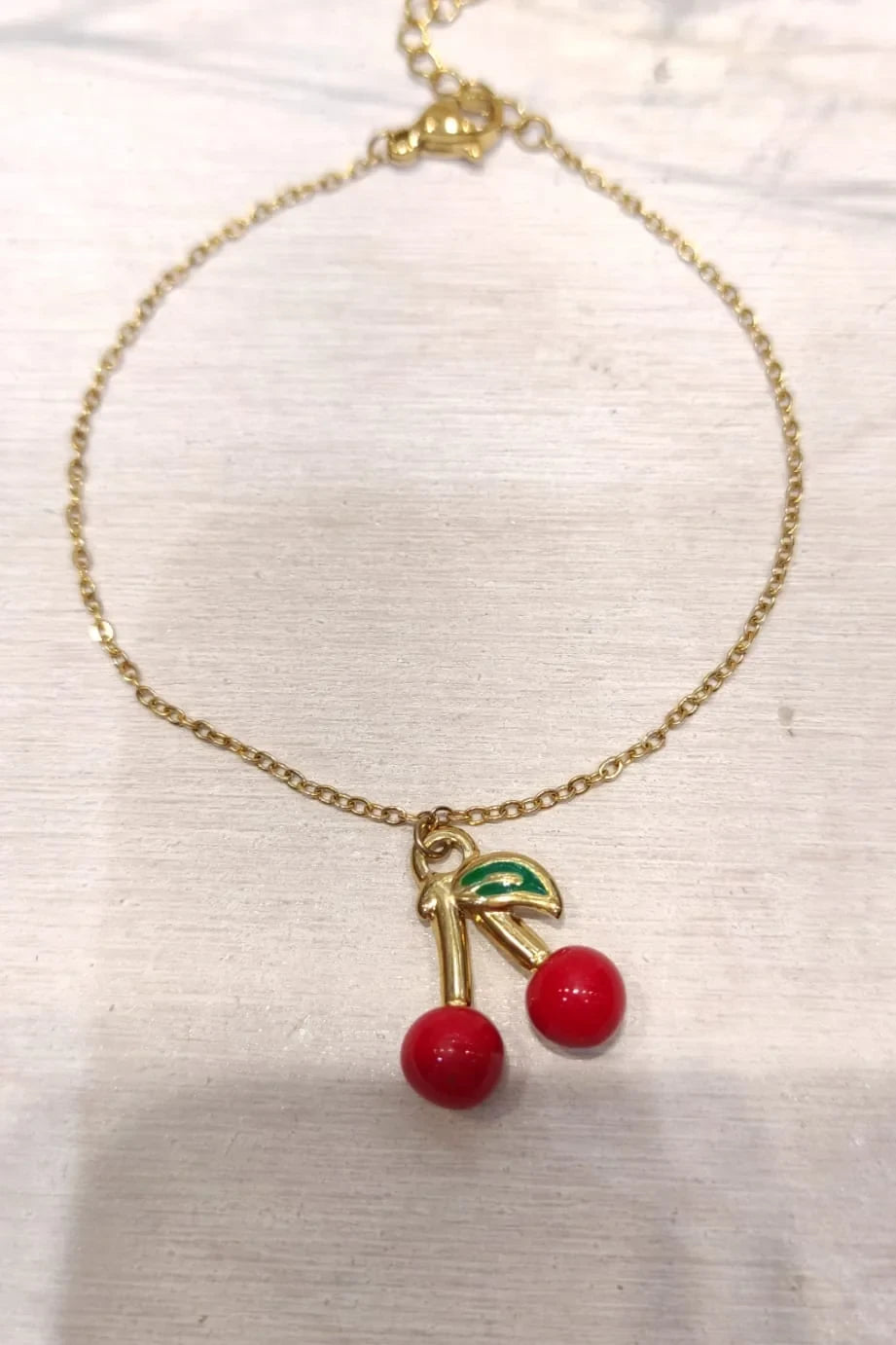 Cherry baby - Bracelet cerises en acier inoxydable