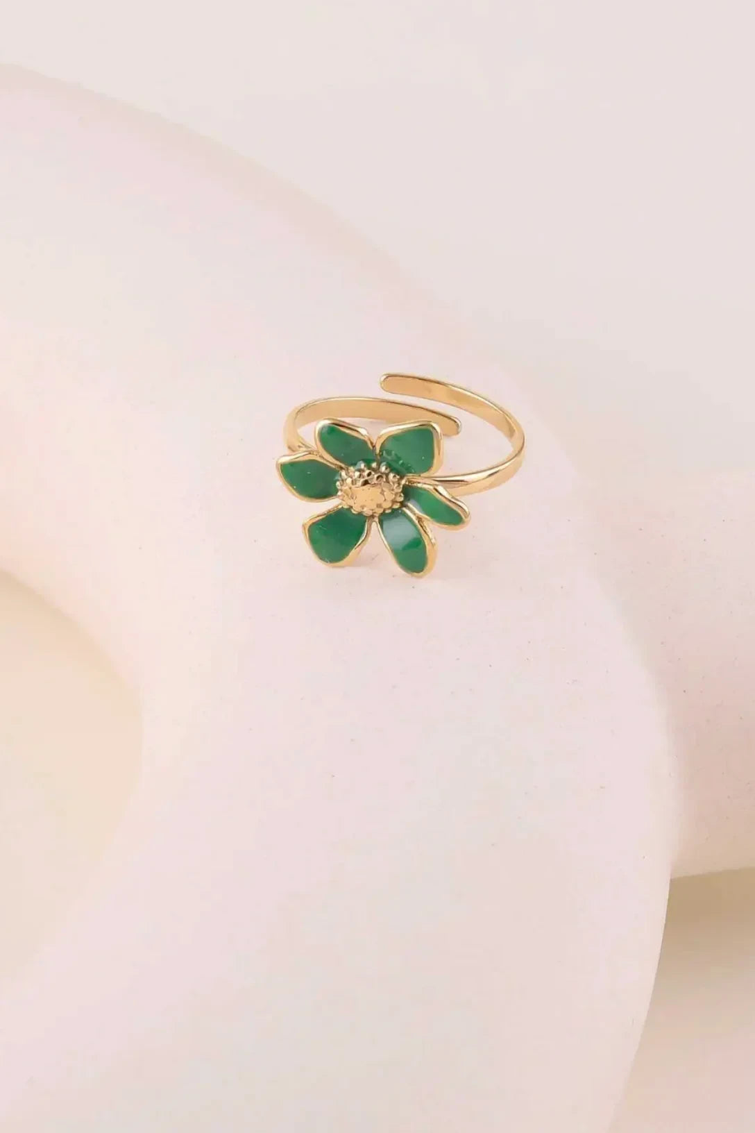 Petalia Vert - Bague acier inoxydable