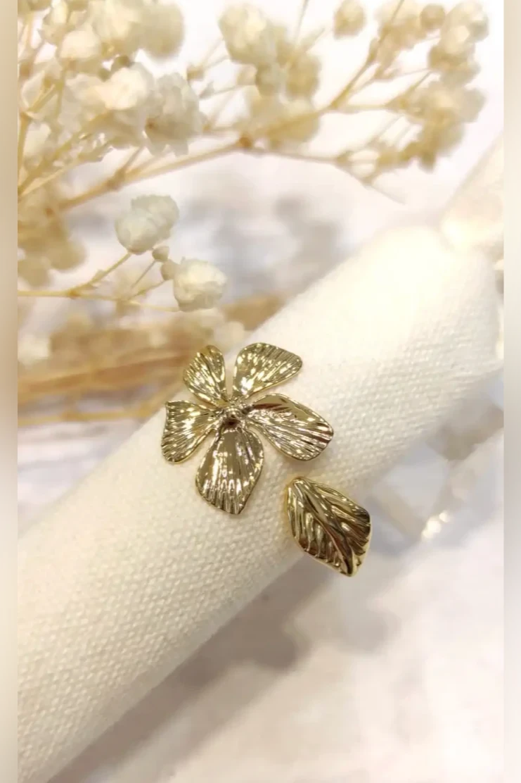 Verbena - Bague ouverte fleur dorée