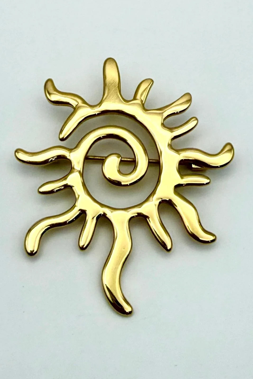 Loréna - Broche soleil en acier inoxydable