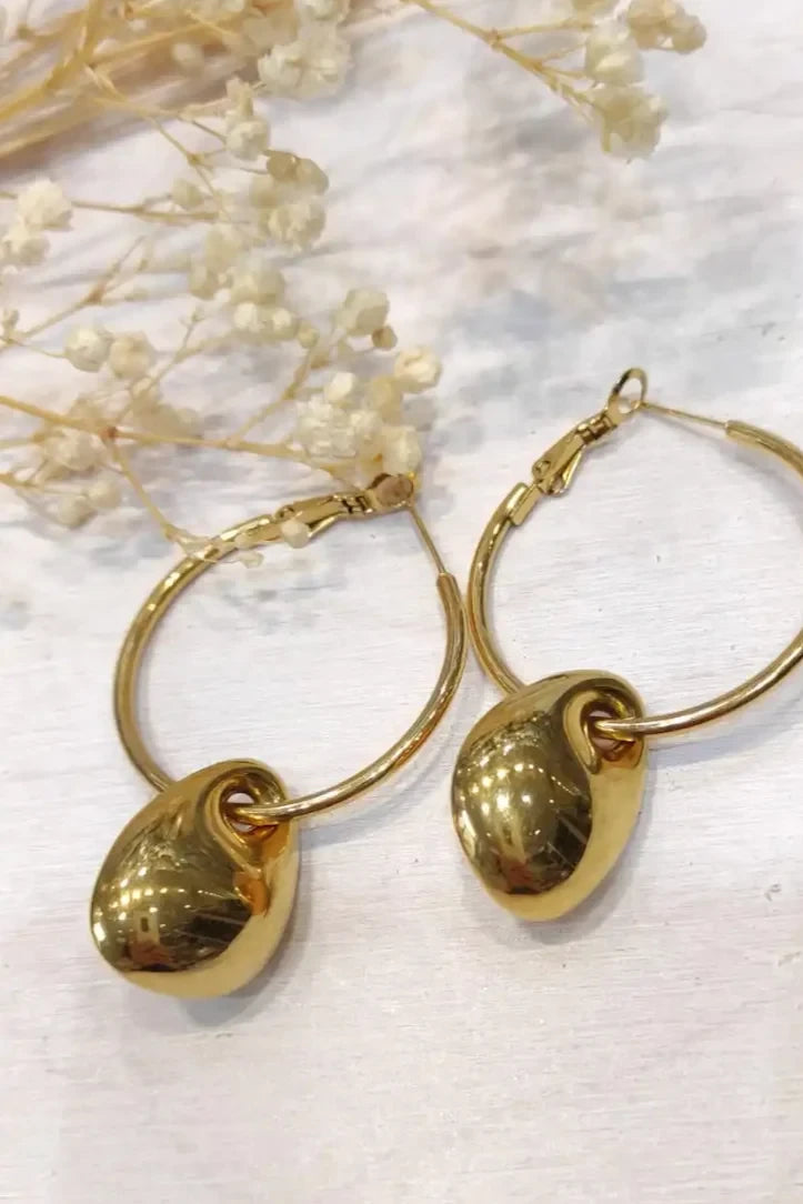 Canto - Créoles fines à galet doré