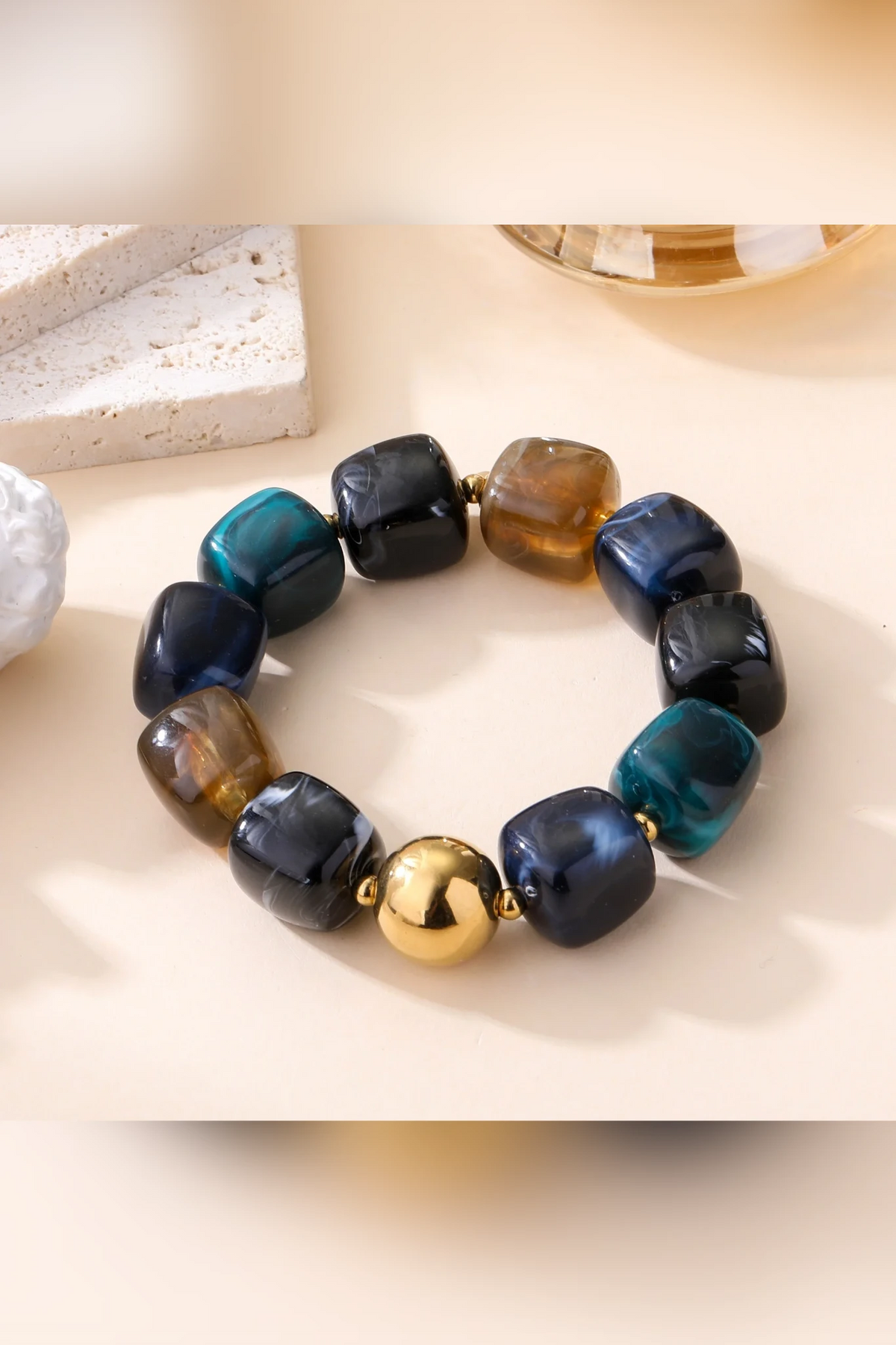 Cubo Azul - Bracelet perles cubes