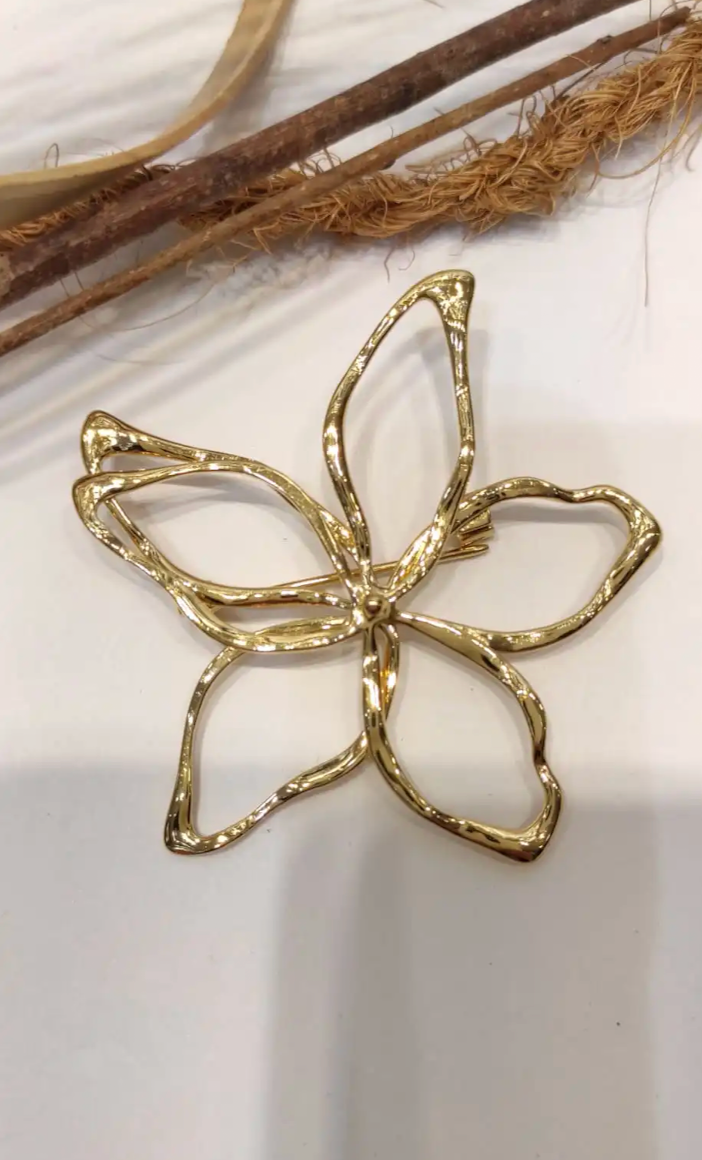 Jacaranda - Broche fleur dorée