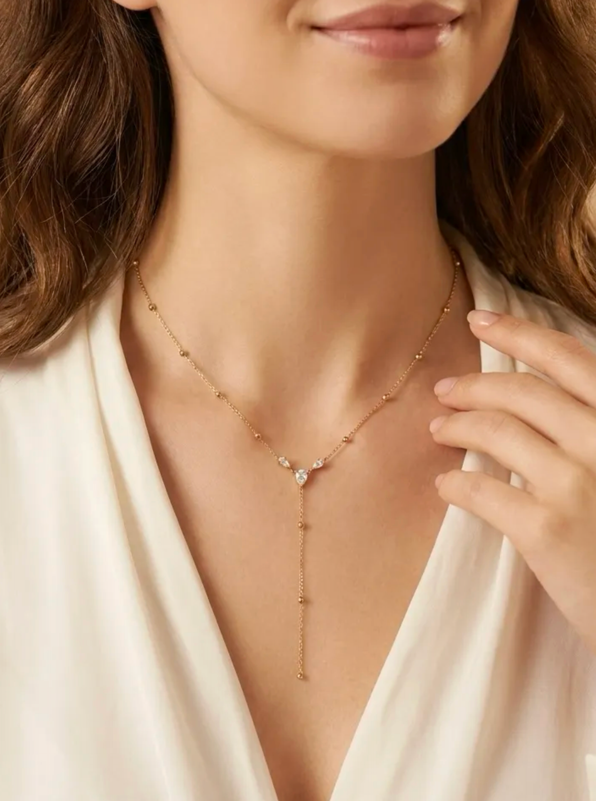 Lágrima - Collier cravate à cristaux