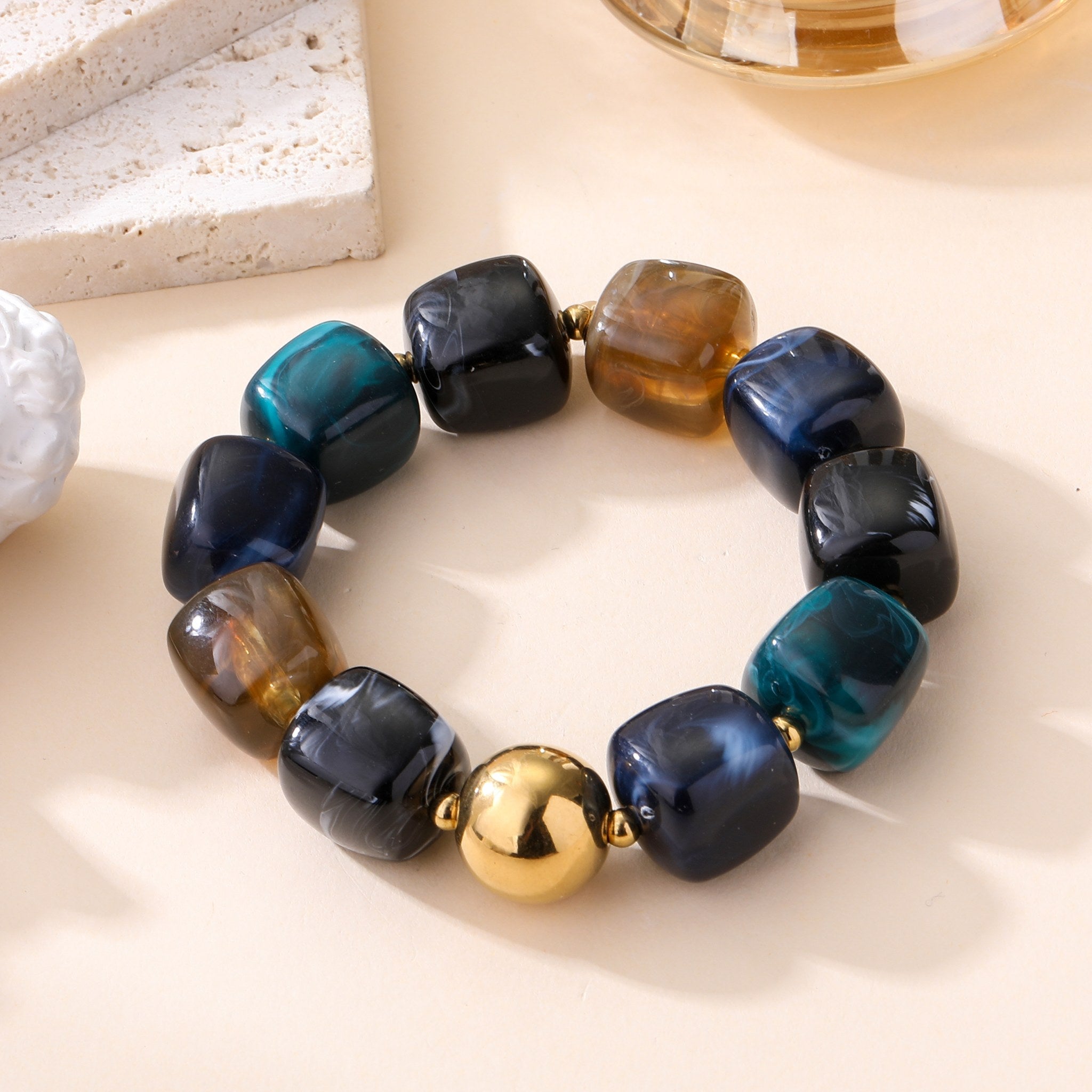 Cubo Azul - Bracelet perles cubes