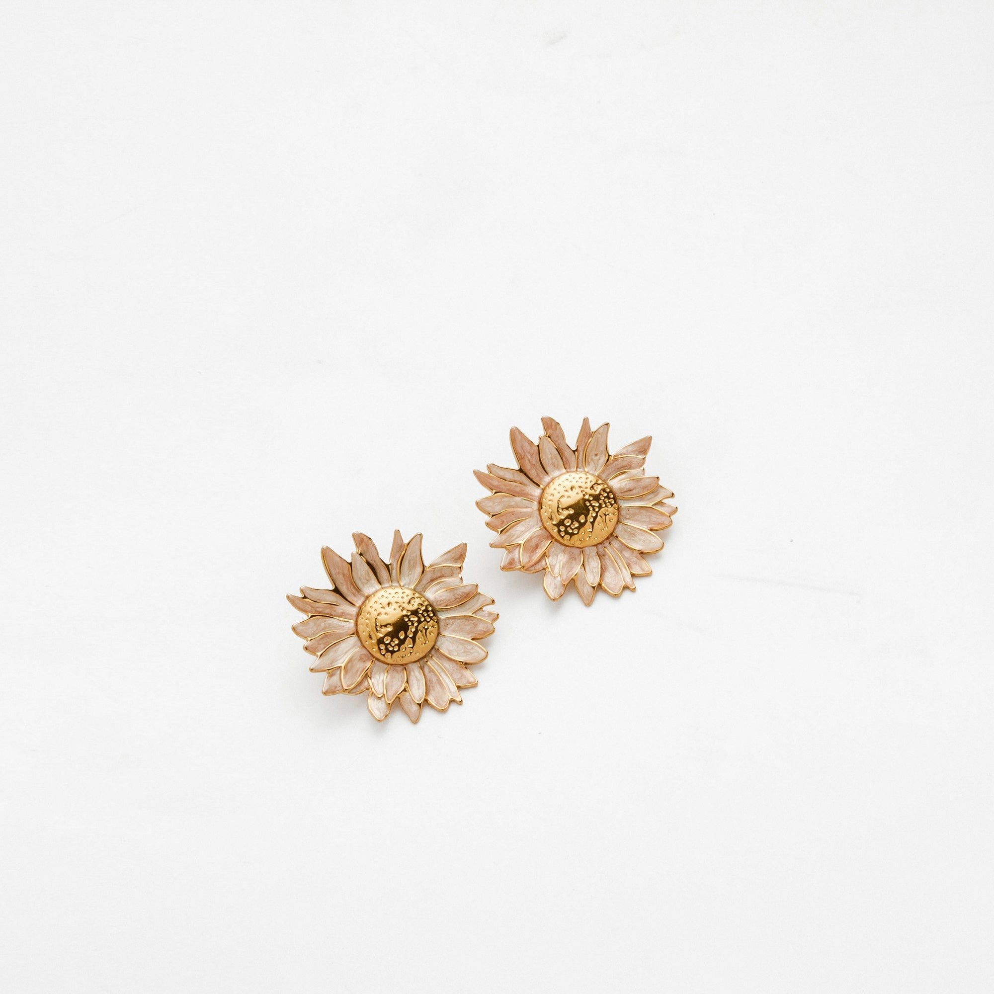 Sunflower beige - Boucles d'oreilles acier inoxydable
