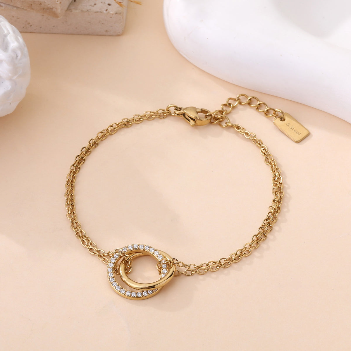 Aureola - Bracelet chaîne anneau serti