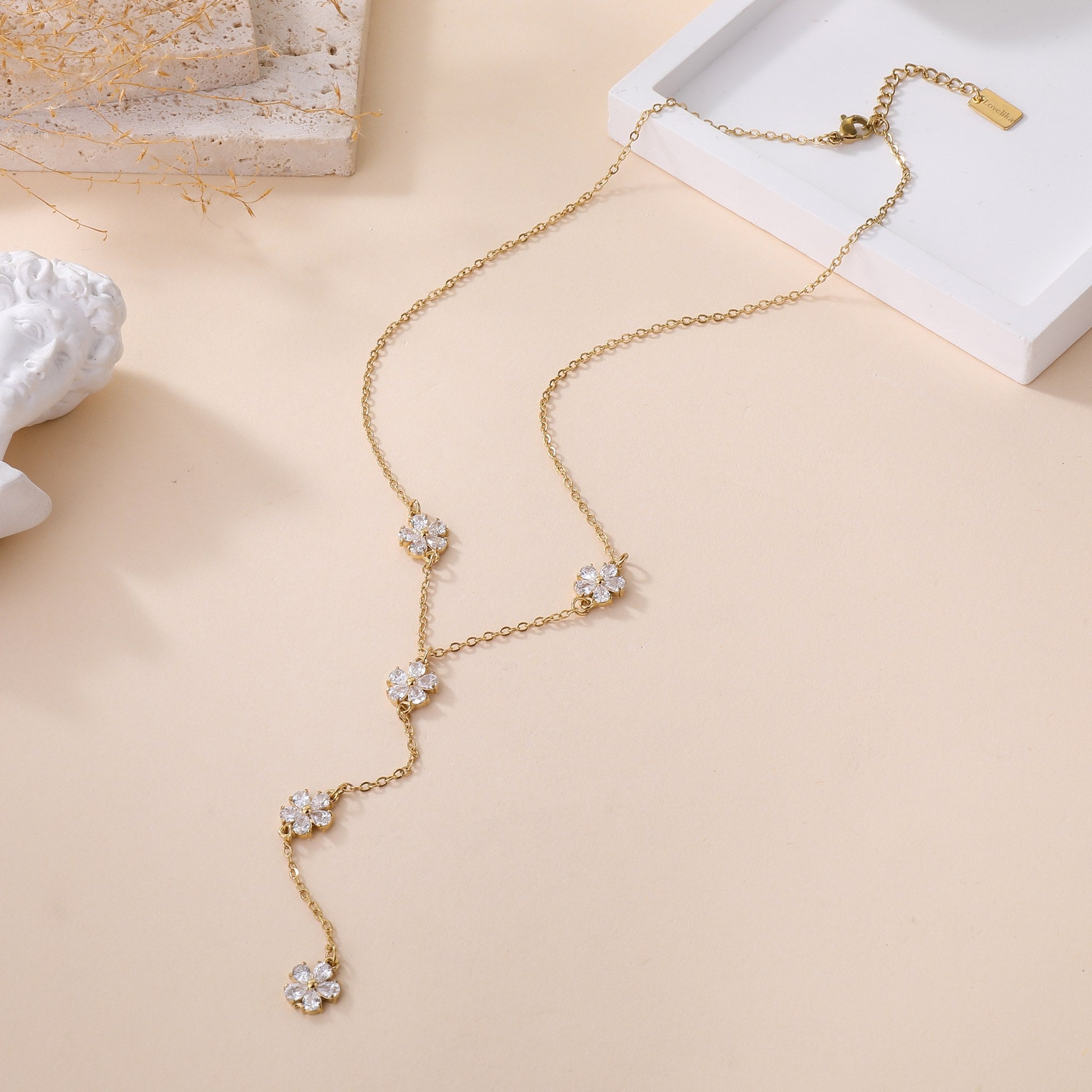 Flor de Cristal - Collier lariat fleurs