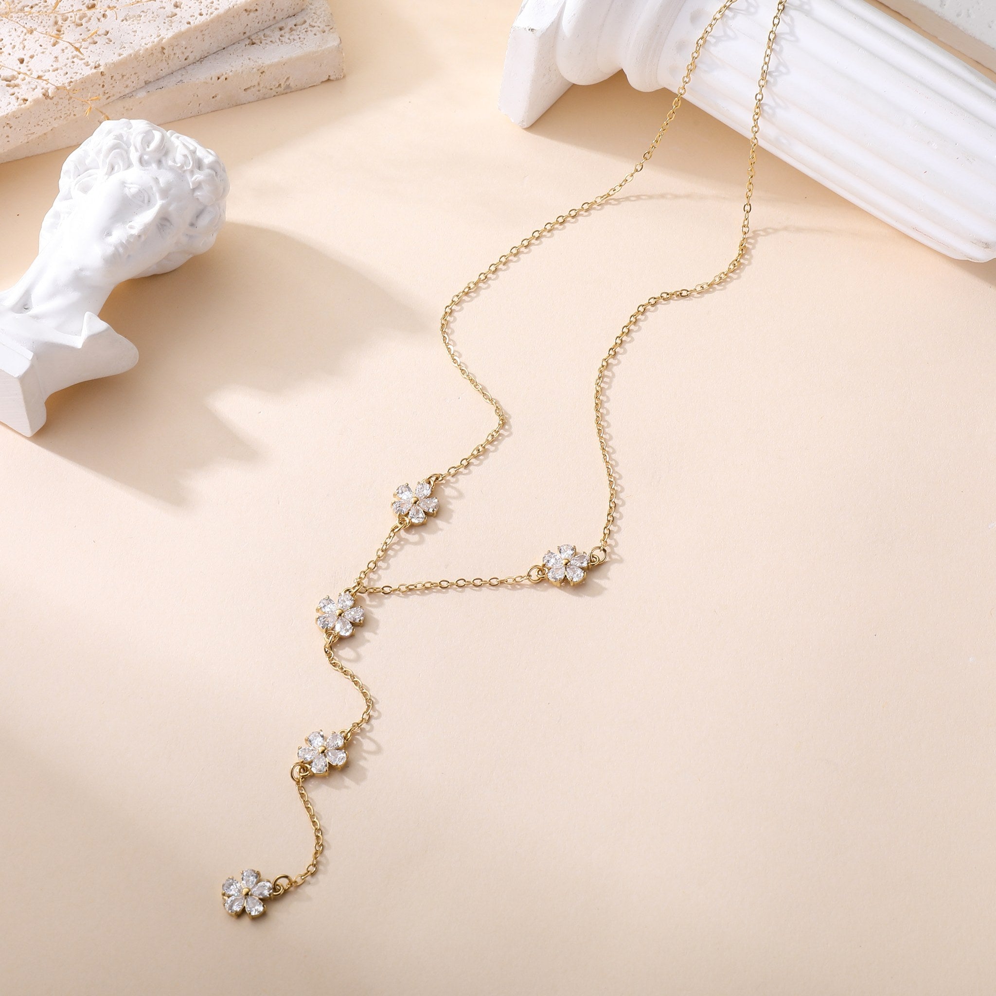 Flor de Cristal - Collier lariat fleurs