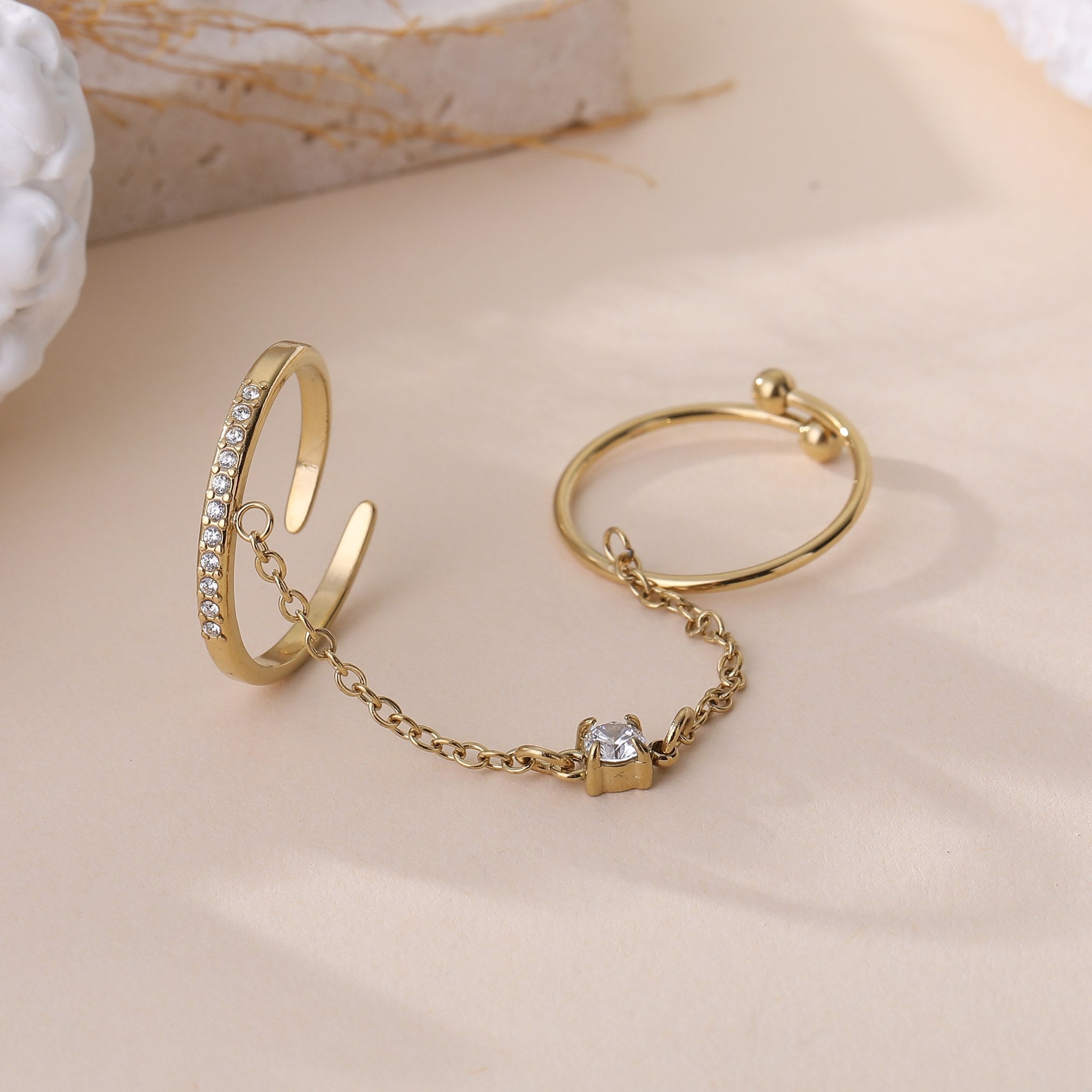 Dúo Brillante - Double bague sertie